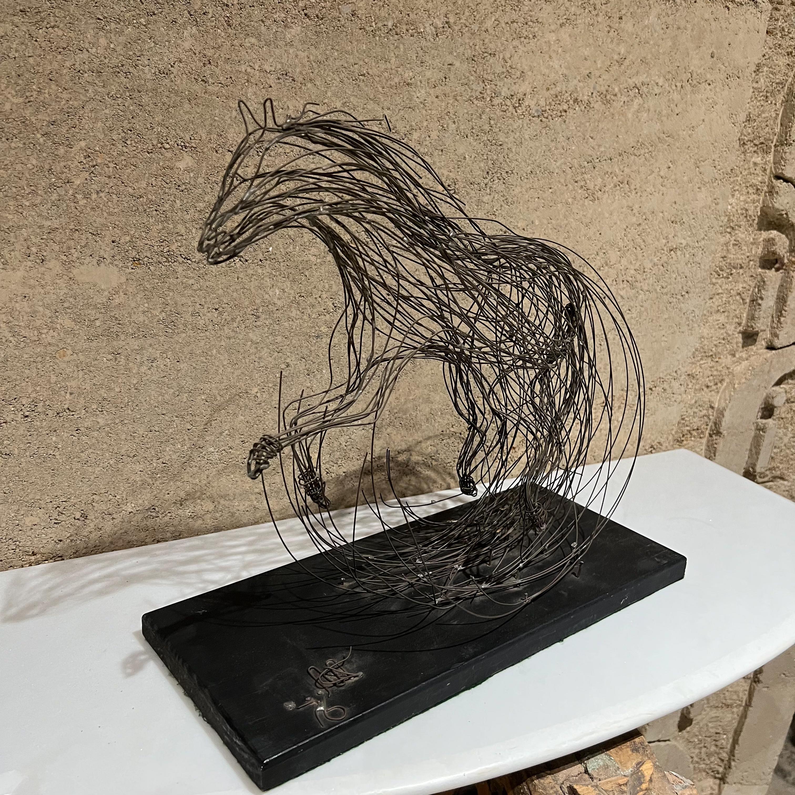 Metal 1970s Modernist Horse Wire Table Sculpture For Sale