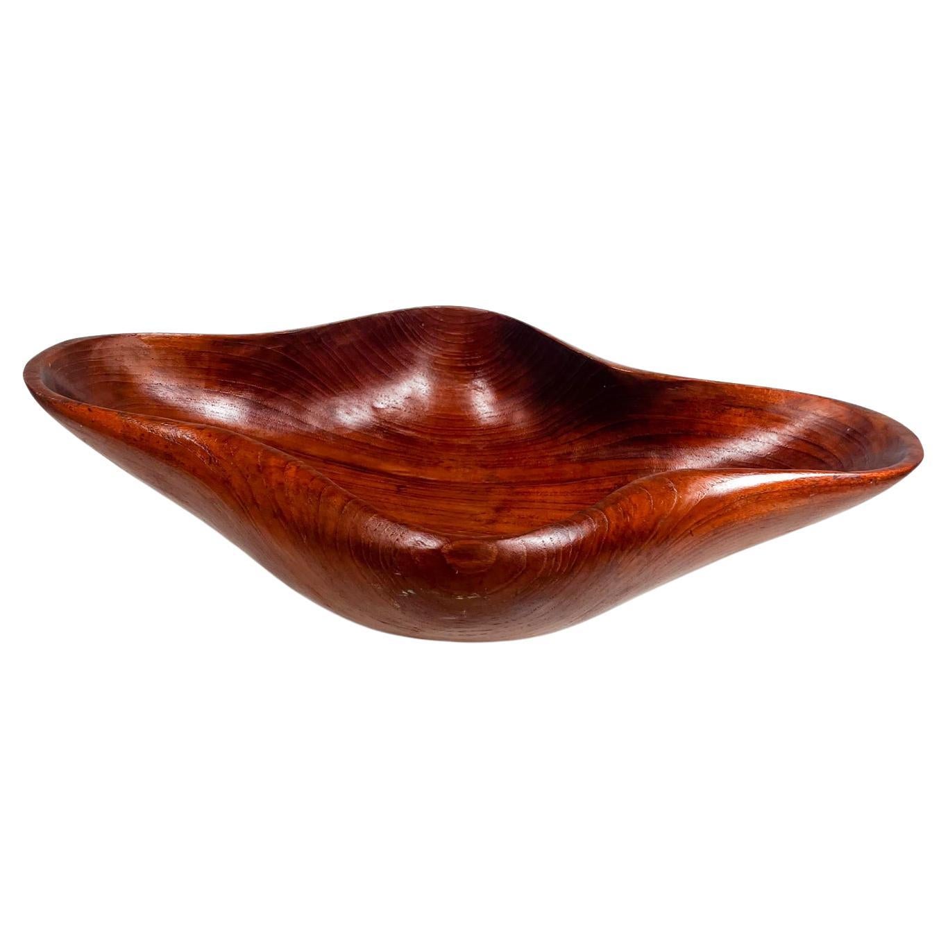 1970s Sculptural Organic Modern Bowl in Teak Wood For Sale