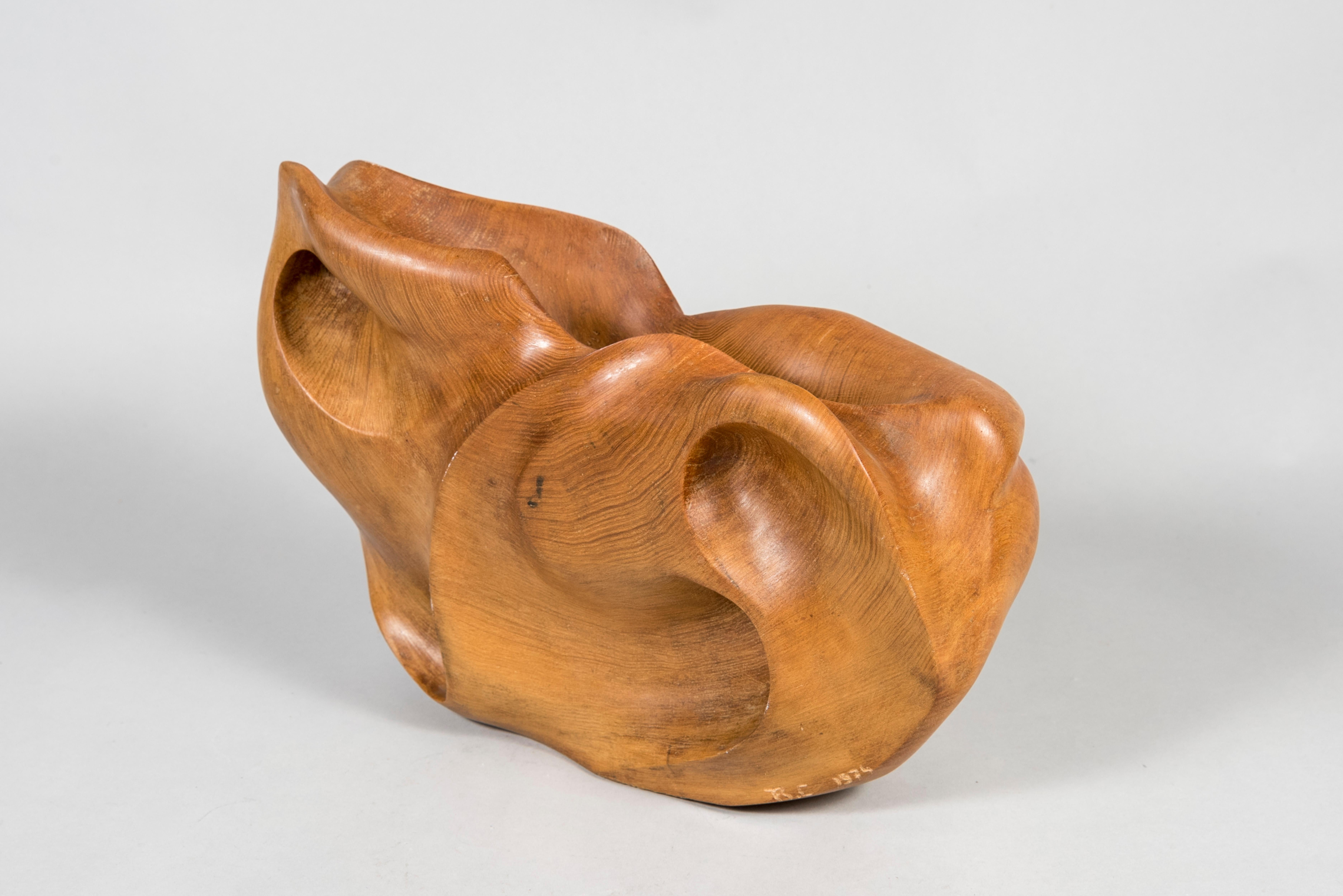 French 1970's Sculptural Organic Wood Vase