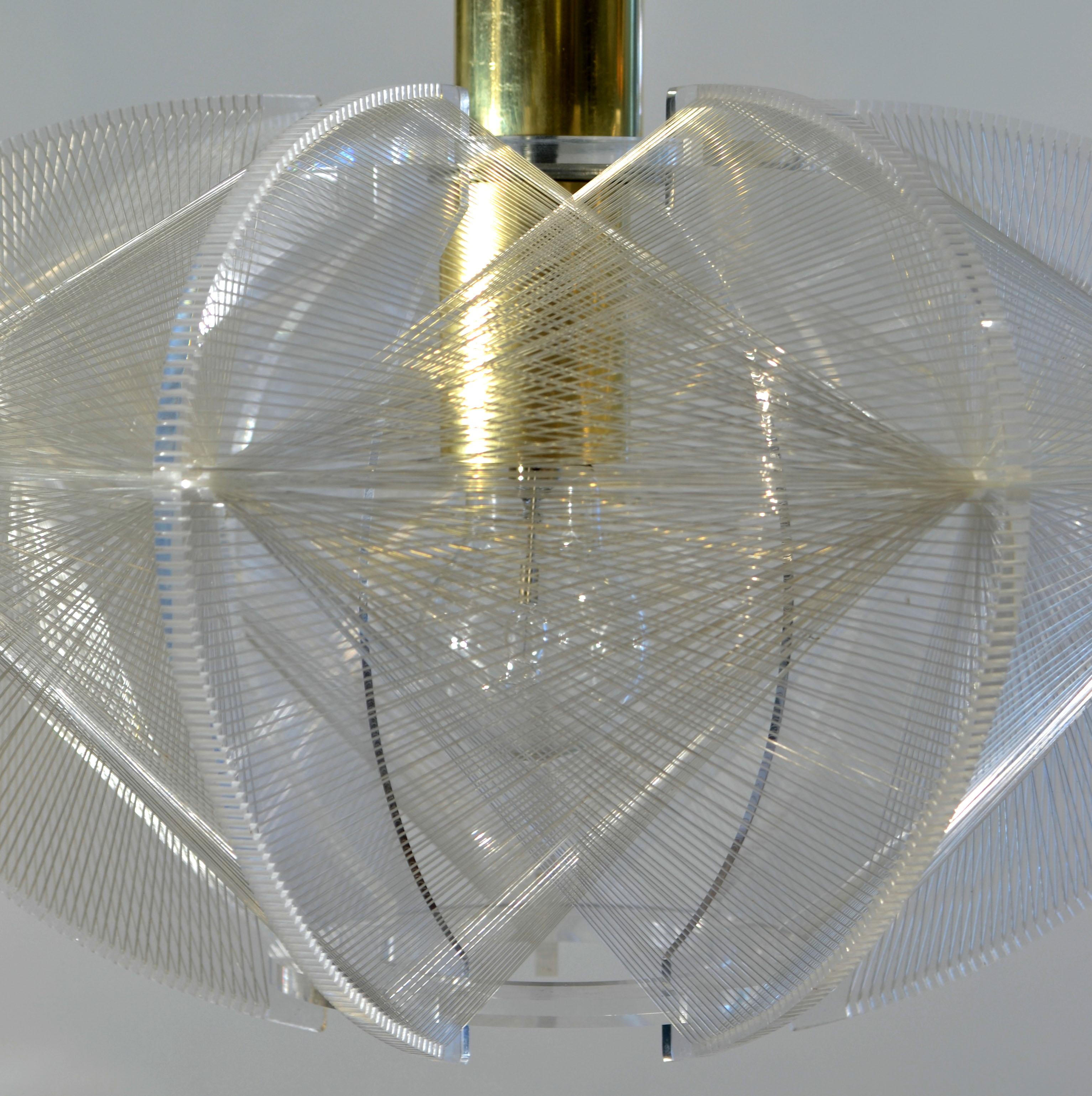 Pendant Lamp Lucite, Wire and Brass by Paul Secon for Sompex 3