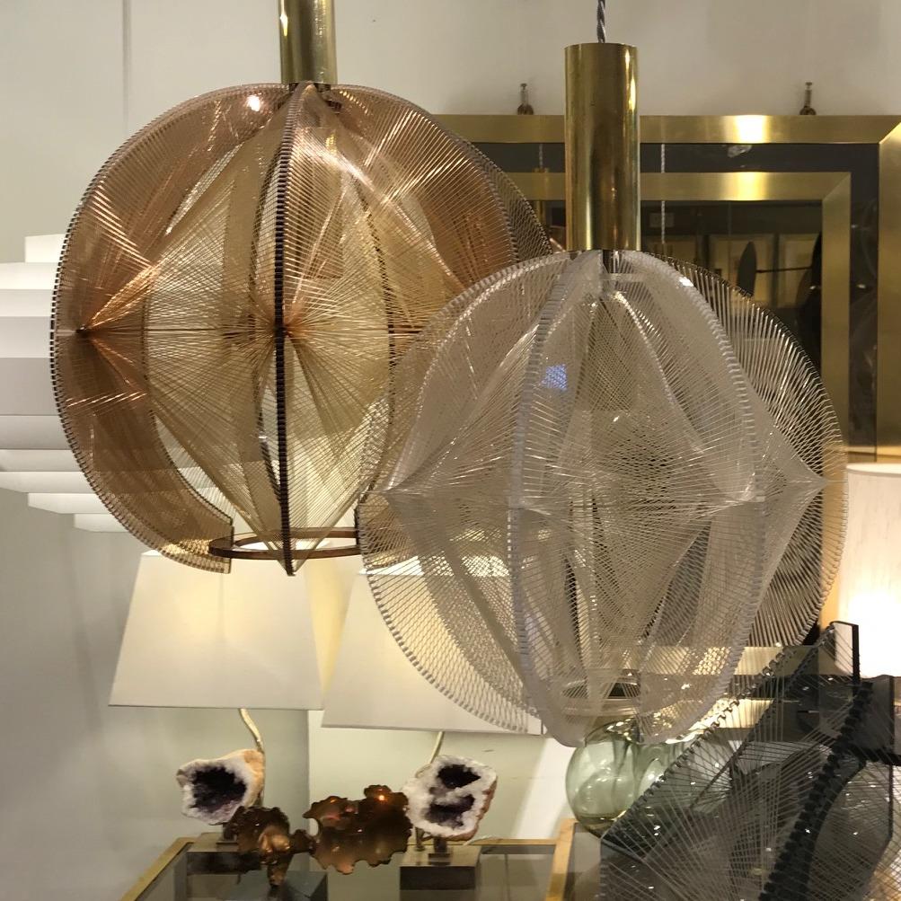 Pendant Lamp Lucite, Wire and Brass by Paul Secon for Sompex 6