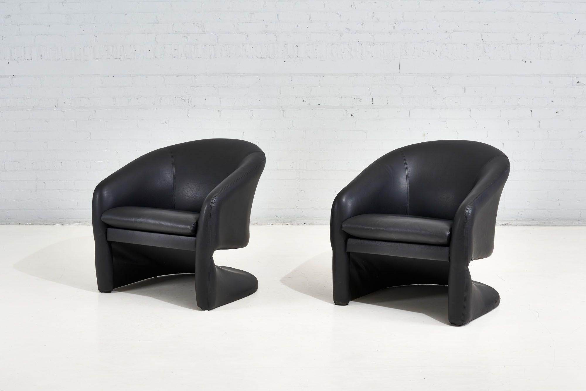 Post-Modern 1970's Sculptural Post Modern Lounge Chairs 