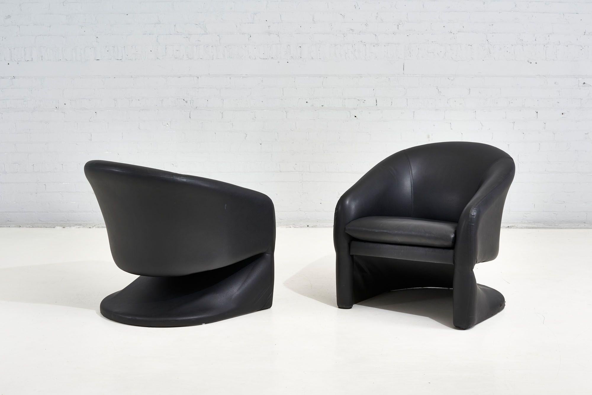 Late 20th Century 1970's Sculptural Post Modern Lounge Chairs 