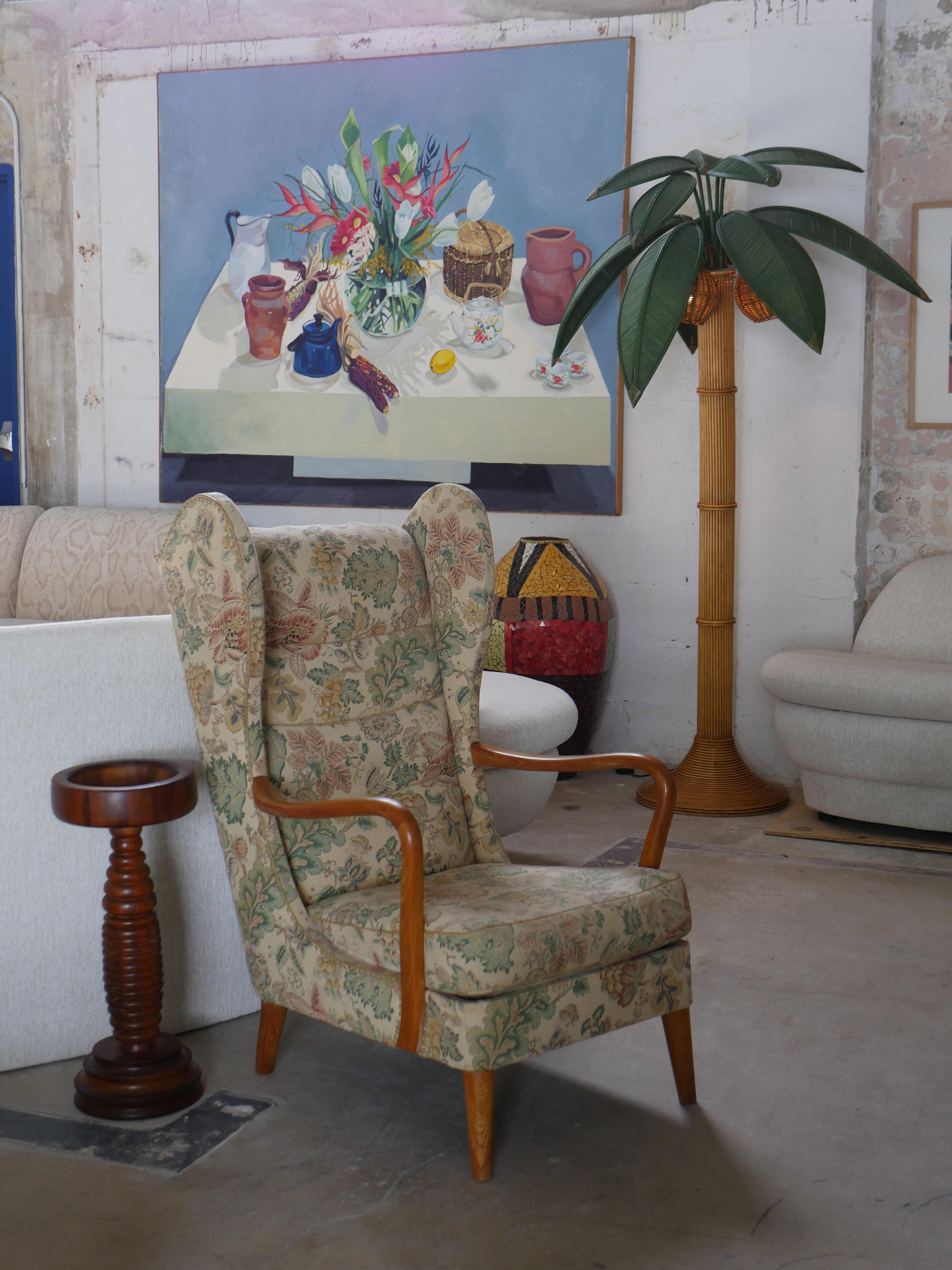 Late 20th Century 1970s Sculptural Rattan Palm Tree Floor Lamp