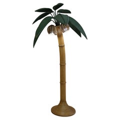 1970s Sculptural Rattan Palm Tree Floor Lamp