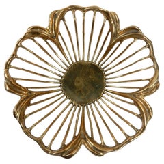 1970's Sculptural Ribbed Brass Flower Bowl