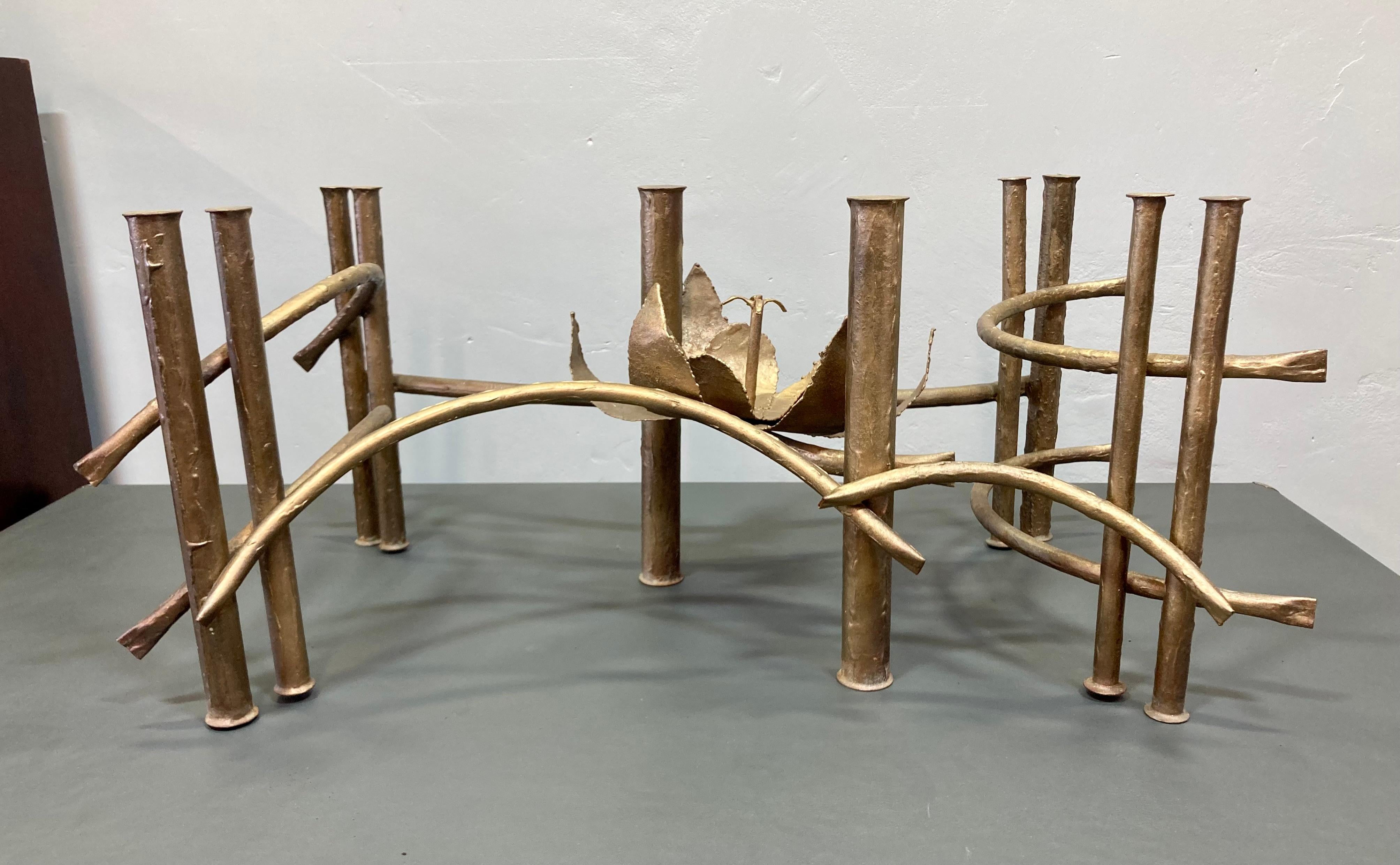 Brass 1970's Sculptural Lotus Blossom Coffee Table Base For Sale