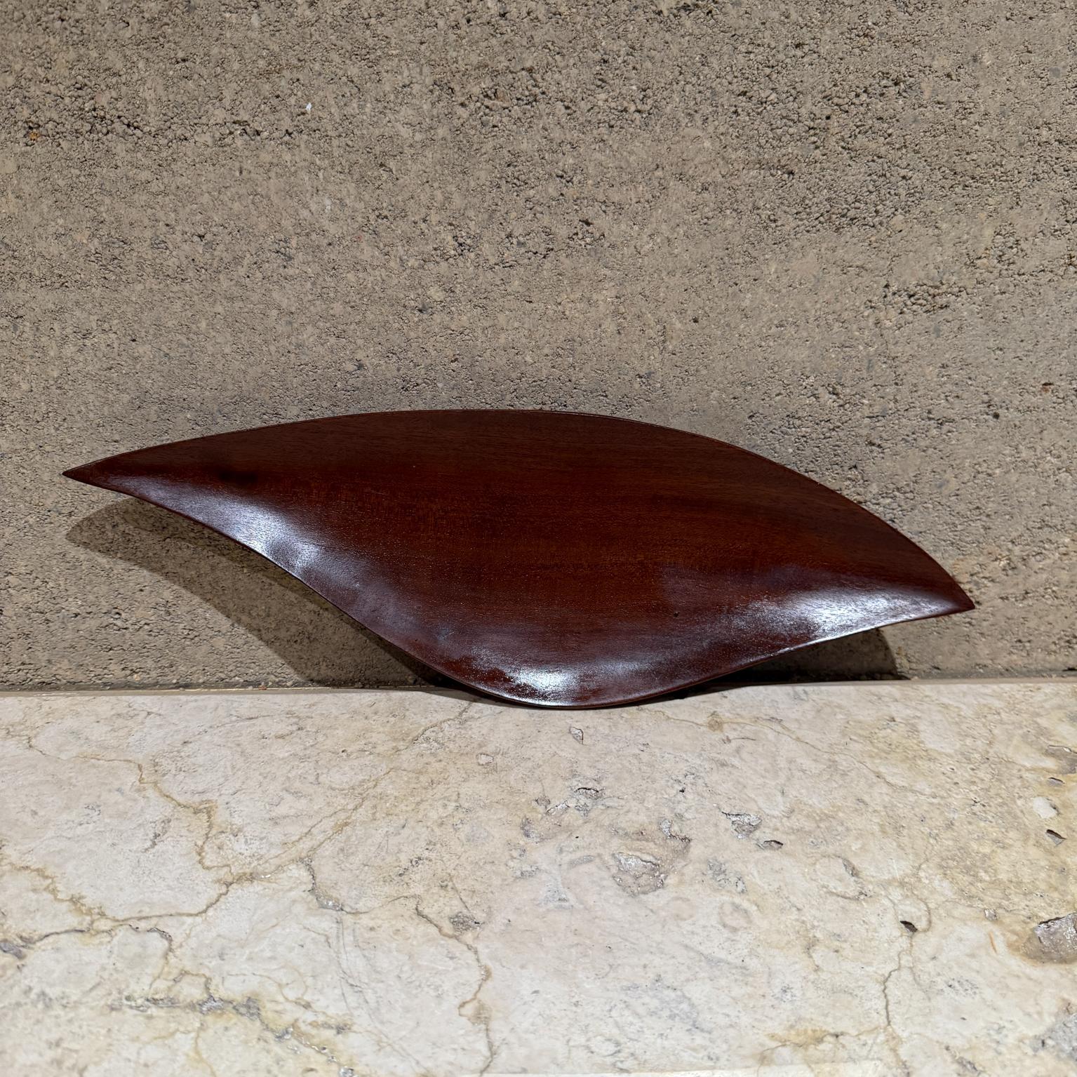Mid-Century Modern 1970s Sculptural Serving Dish Hand Carved Haitian Wood For Sale