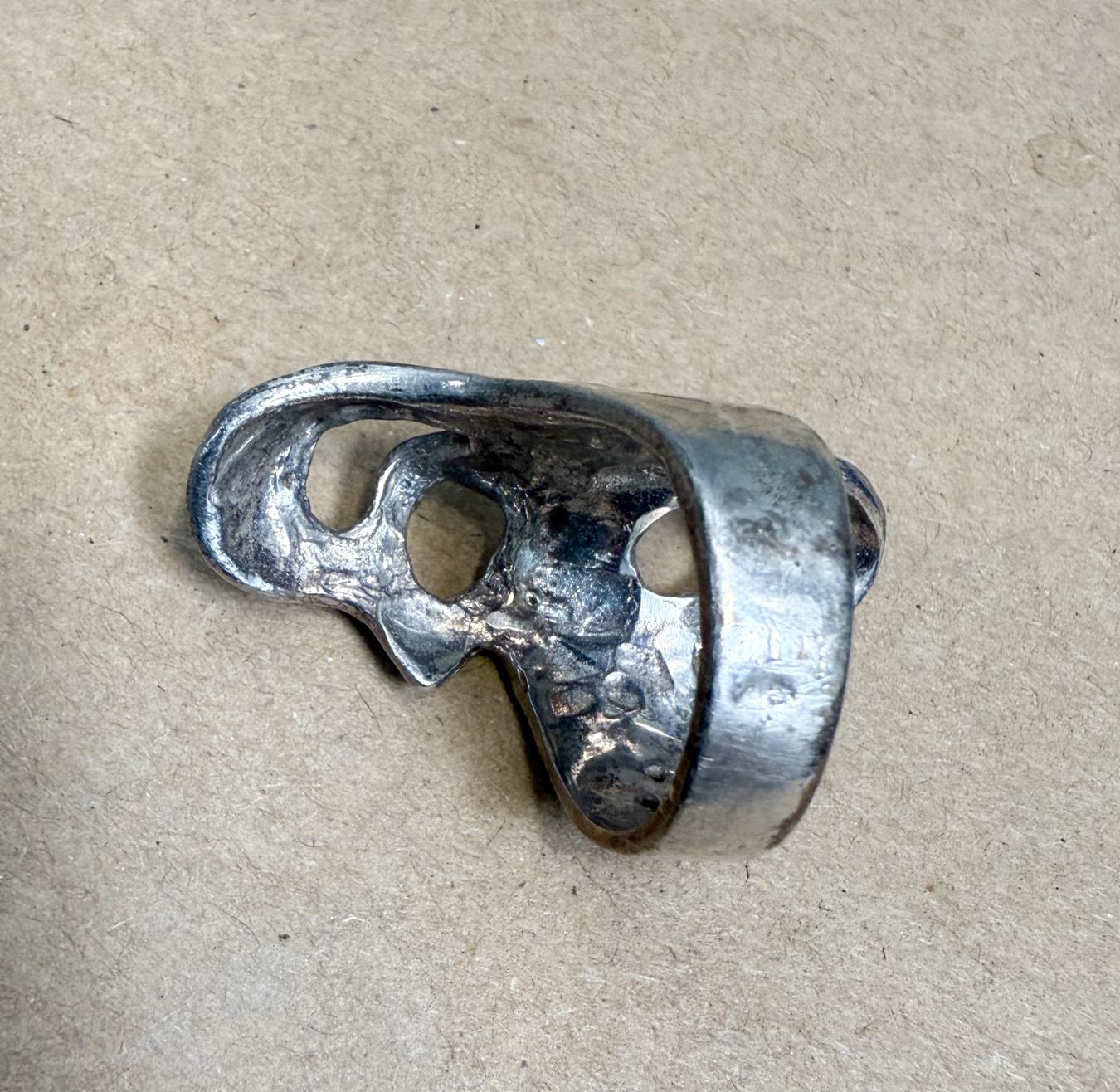 Mid-Century Modern 1970s Sculptural Sterling Silver Ring Brutalist design For Sale