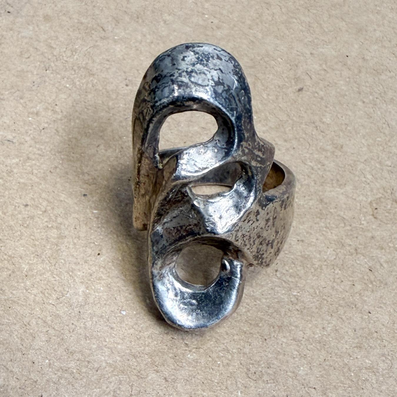 1970s Sculptural Sterling Silver Ring Brutalist design In Good Condition For Sale In Chula Vista, CA
