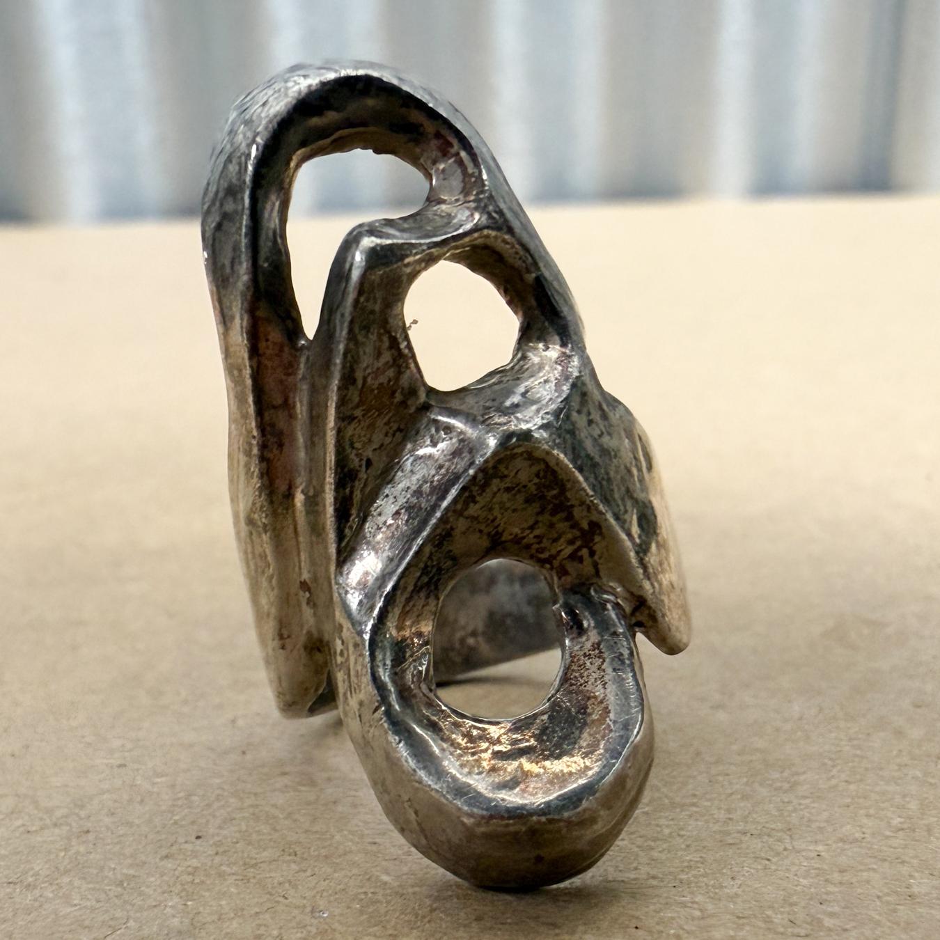 20th Century 1970s Sculptural Sterling Silver Ring Brutalist design For Sale