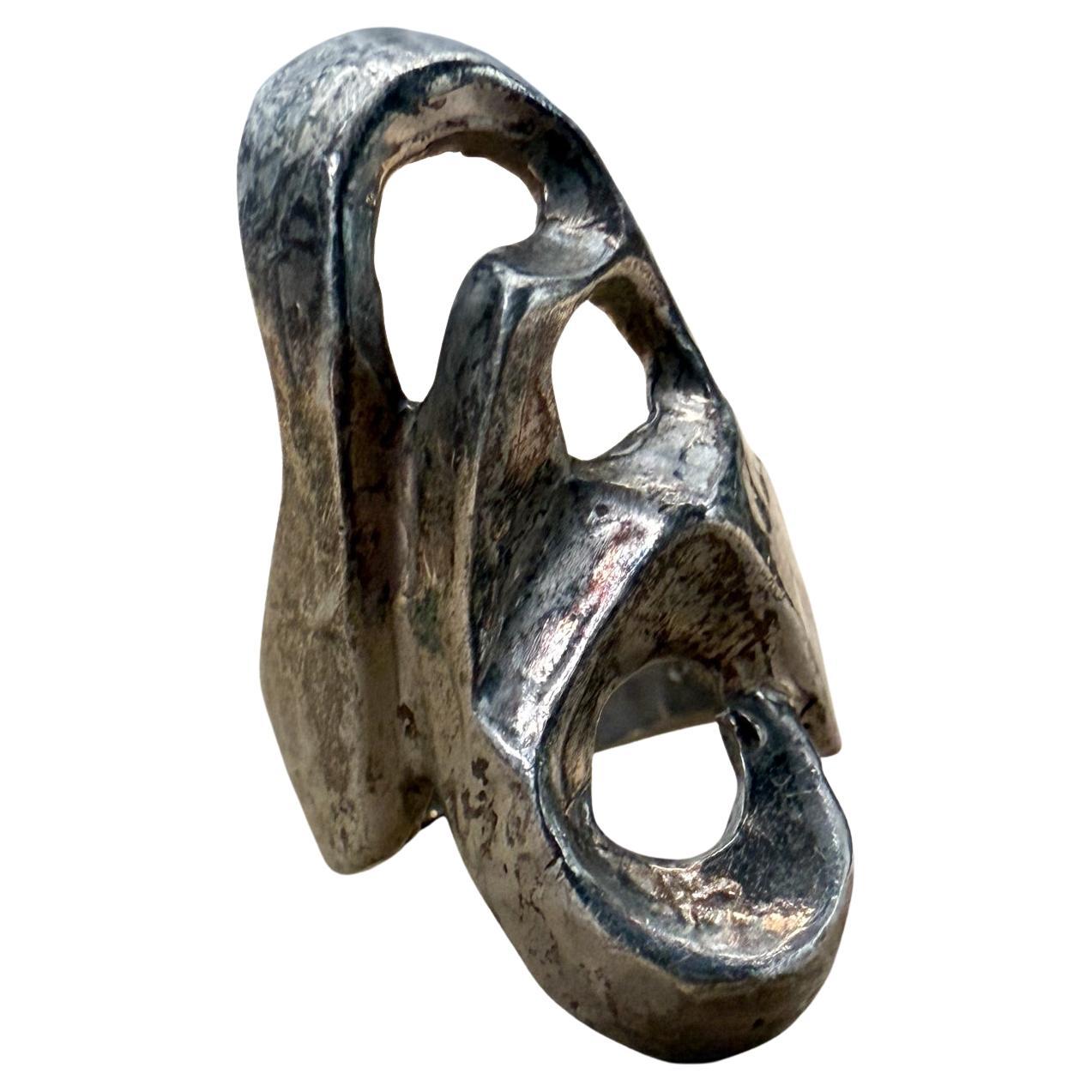 1970s Sculptural Sterling Silver Ring Brutalist design