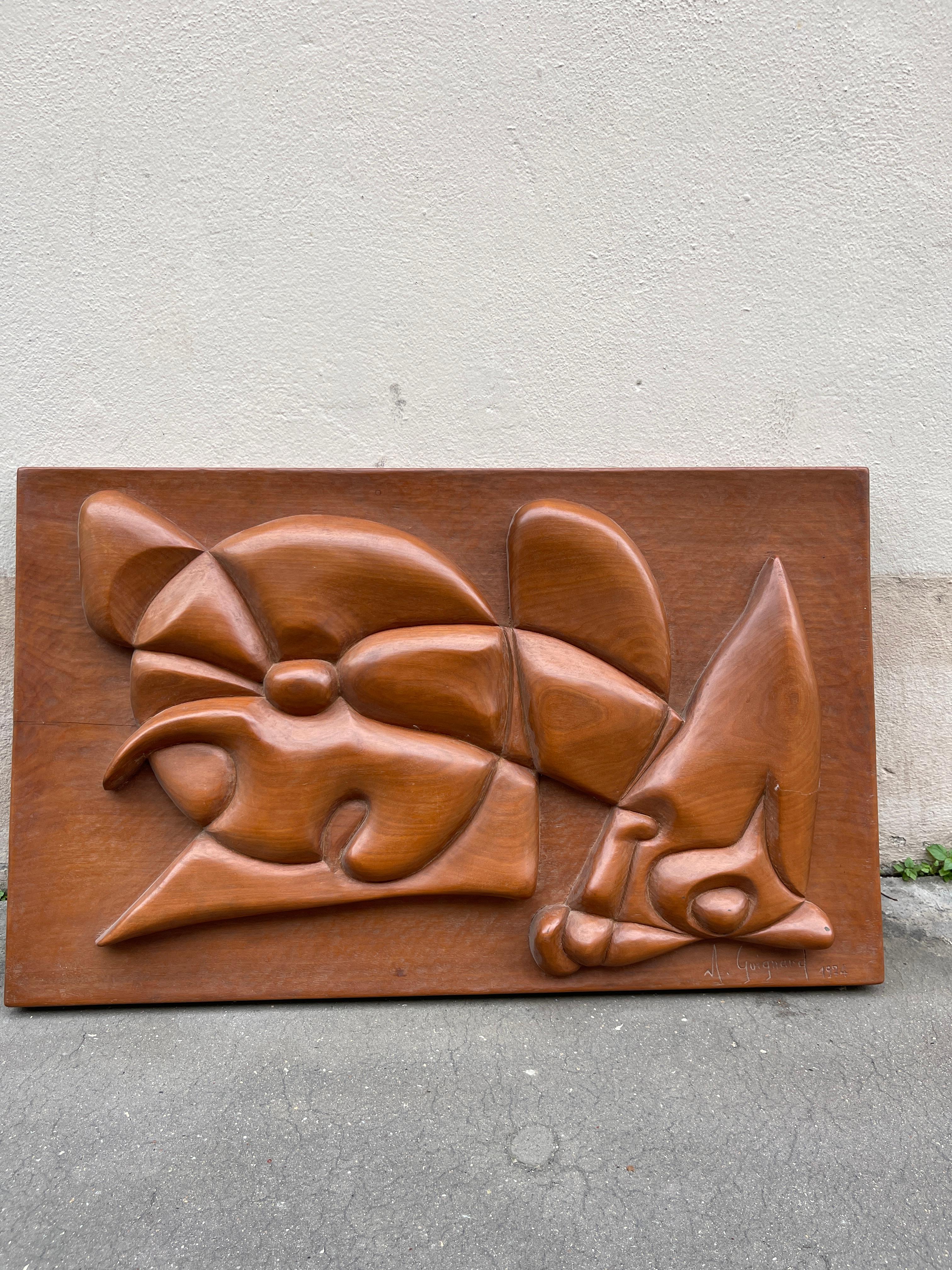 Very nice sculptural wall decoration by A. Guignard
Dated 1974