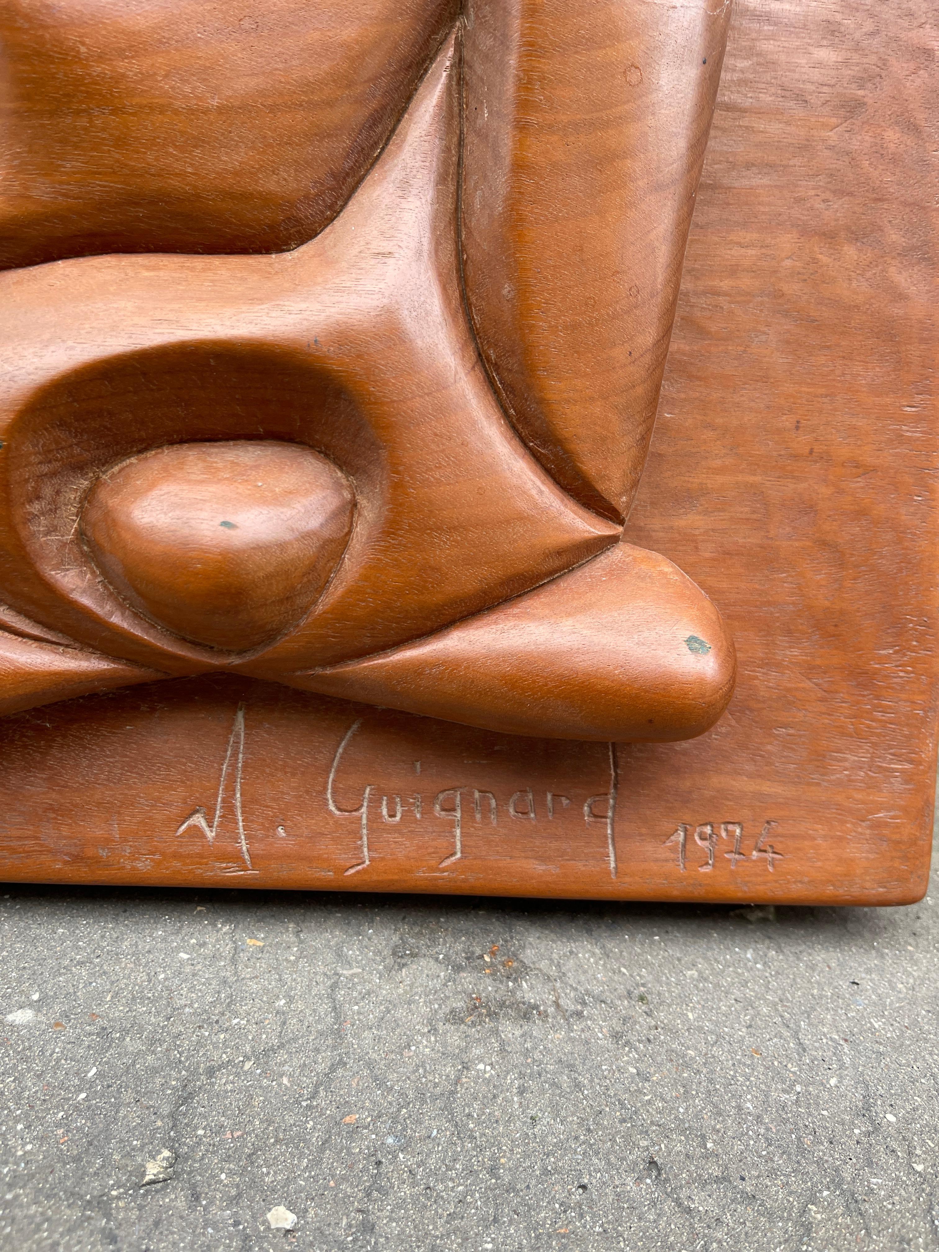 Pearwood 1970's Sculptural wall sculpture by For Sale