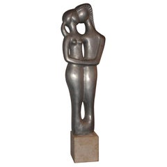 1970s Sculpture of an Embracing Couple by L. Joubert