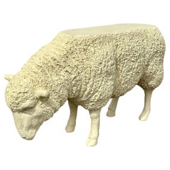 1970s Sculpture Plaster Lamb Coffee End Table