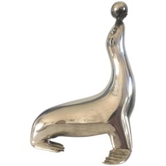 1970s Seal in Silver Plated Bronze