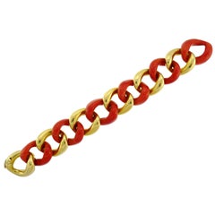 1970s Seaman Schepps Coral Gold Curb Link Bracelet