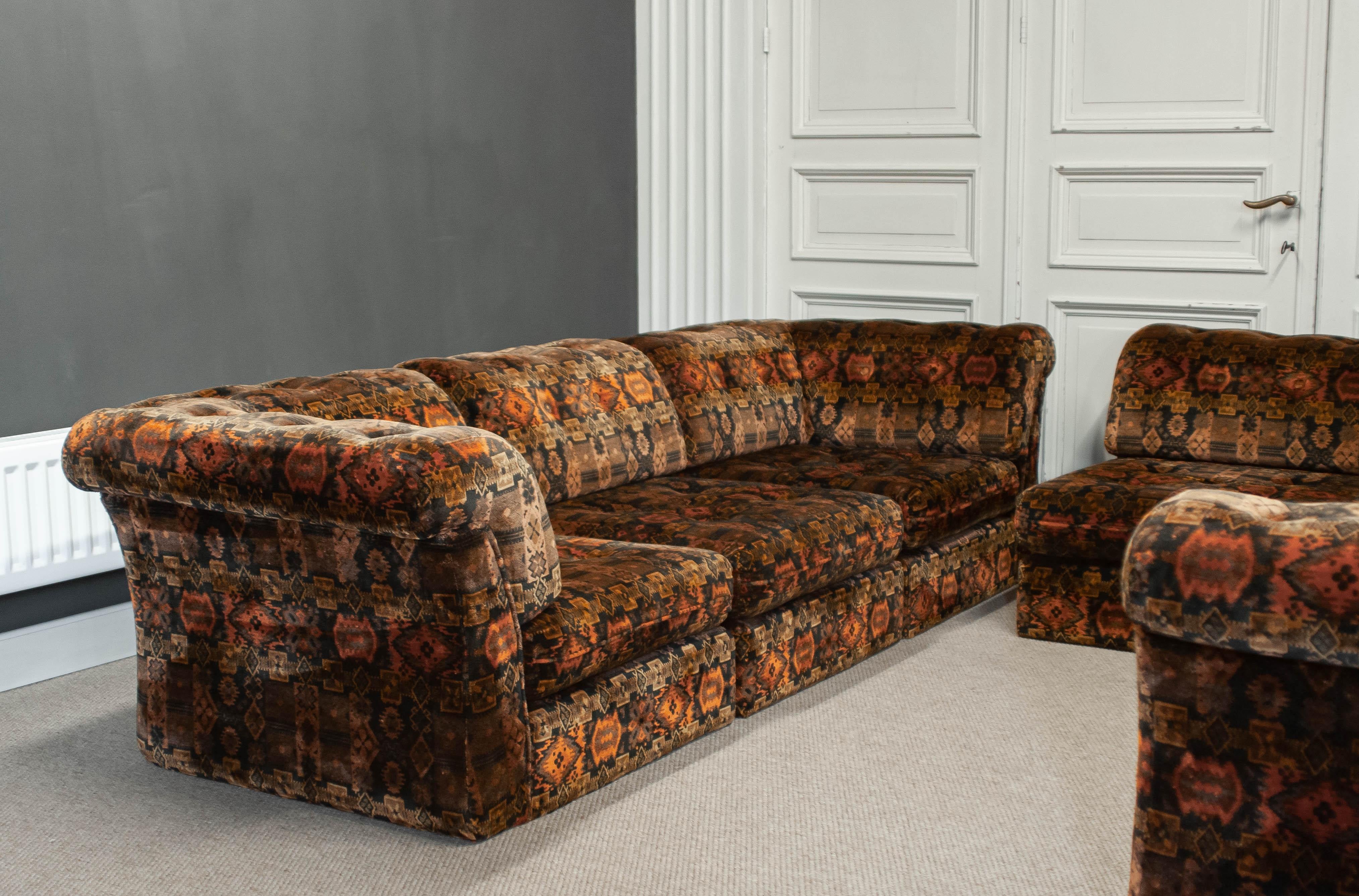 1970s, Sectional Sofa in Velvet, Sweden For Sale 5