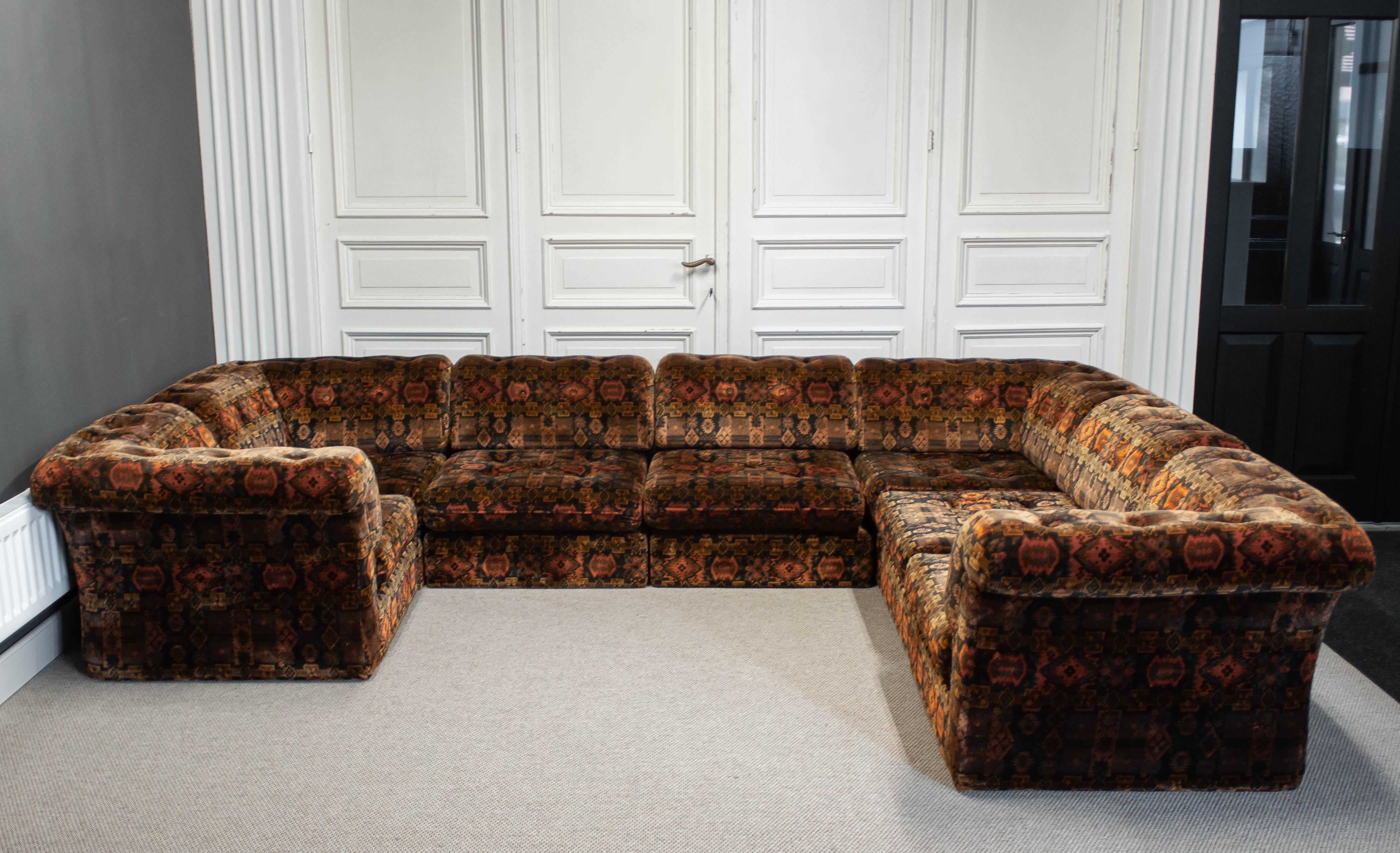1970s, Sectional Sofa in Velvet, Sweden In Good Condition For Sale In Silvolde, Gelderland