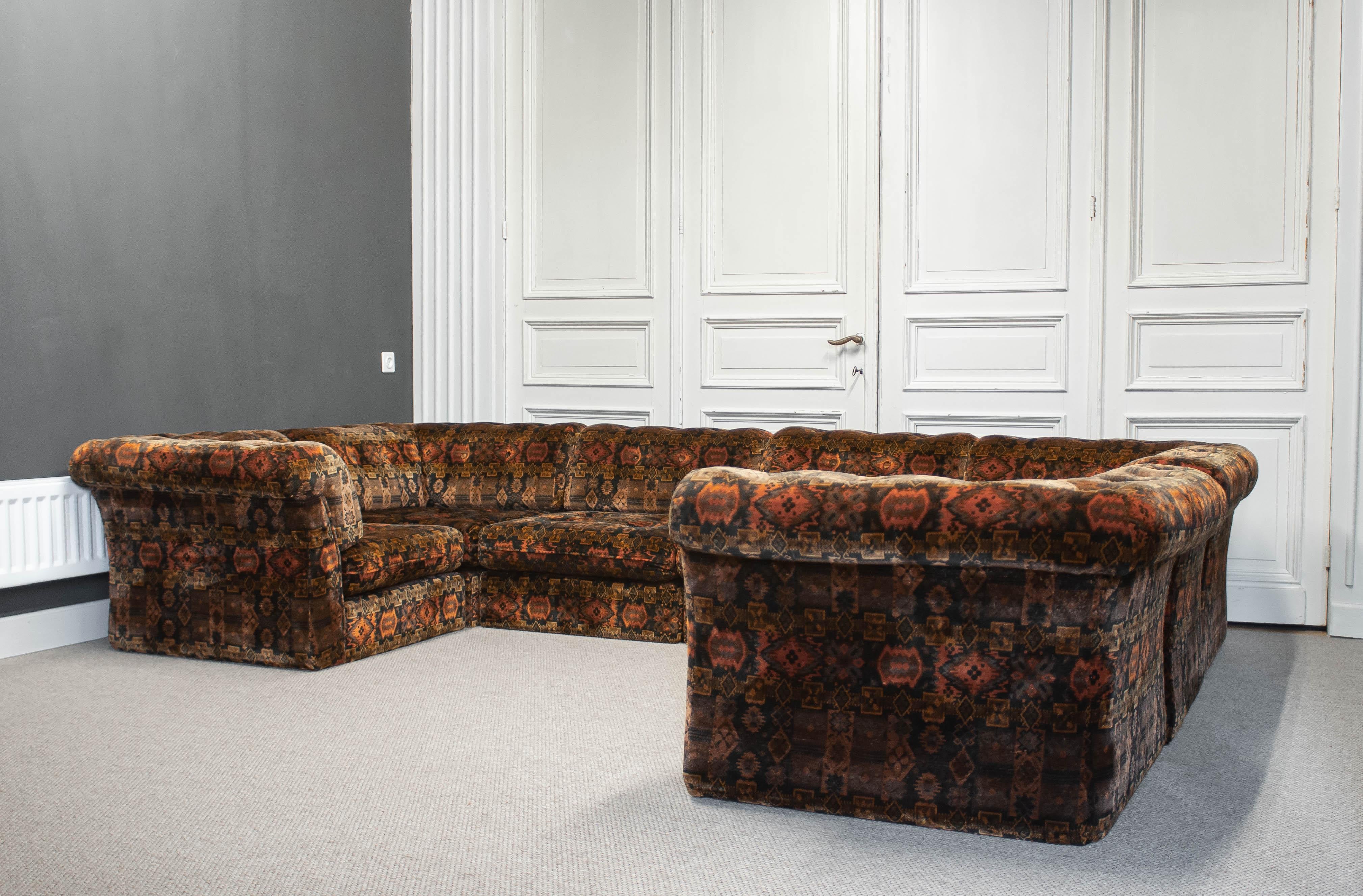 Late 20th Century 1970s, Sectional Sofa in Velvet, Sweden For Sale