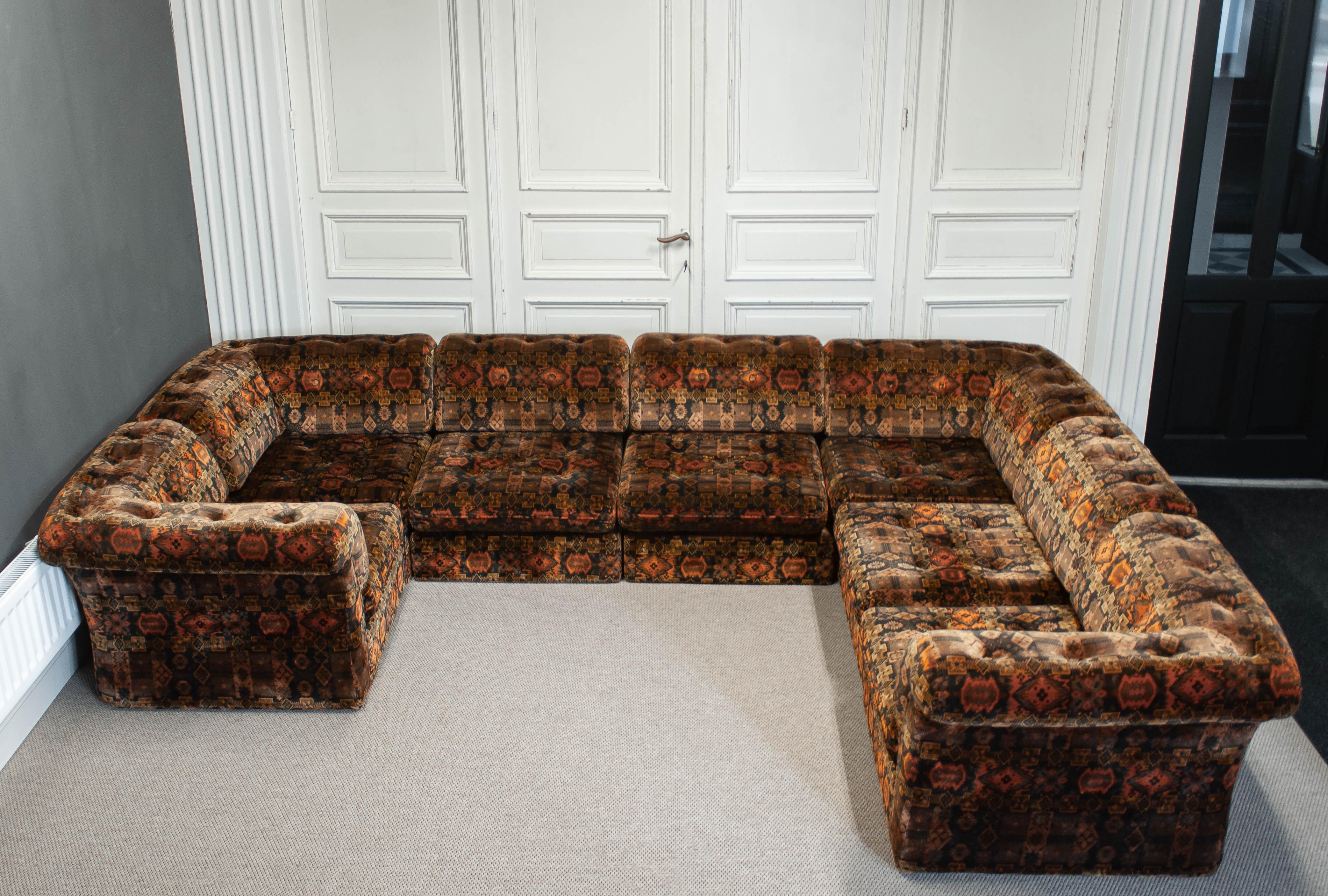 1970s, Sectional Sofa in Velvet, Sweden For Sale 1