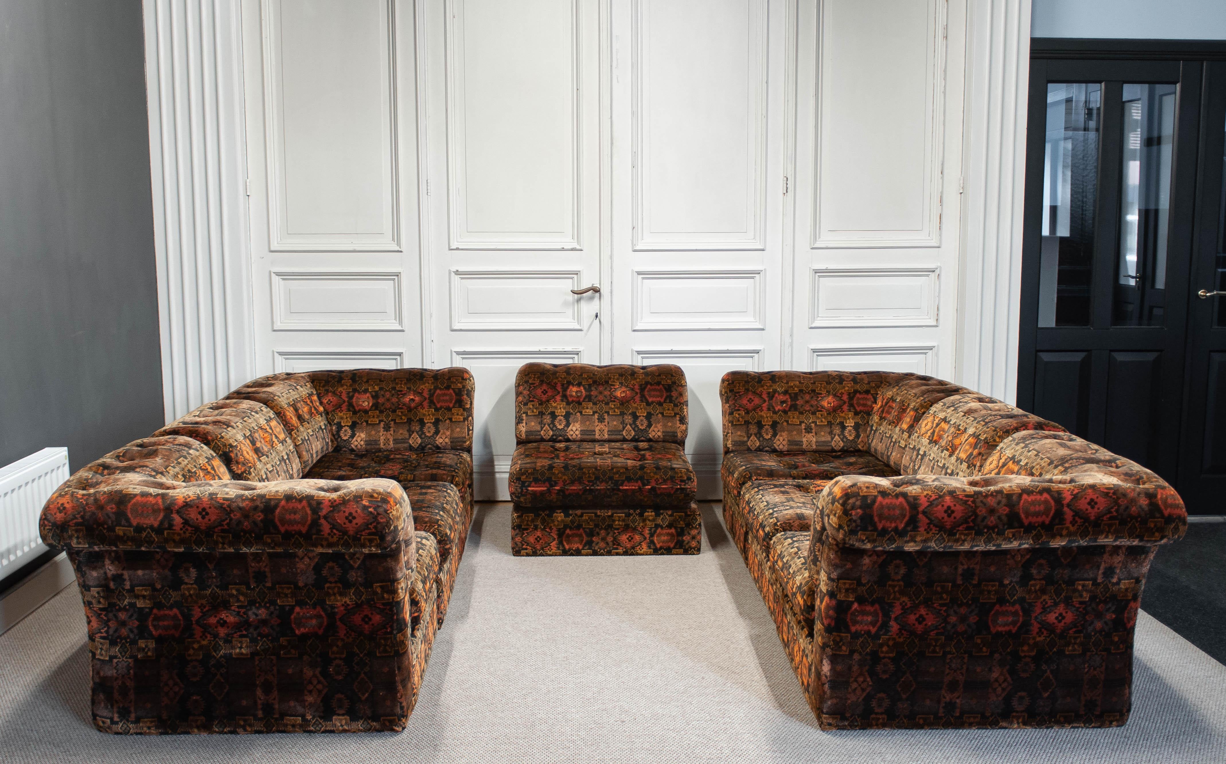 1970s, Sectional Sofa in Velvet, Sweden For Sale 2