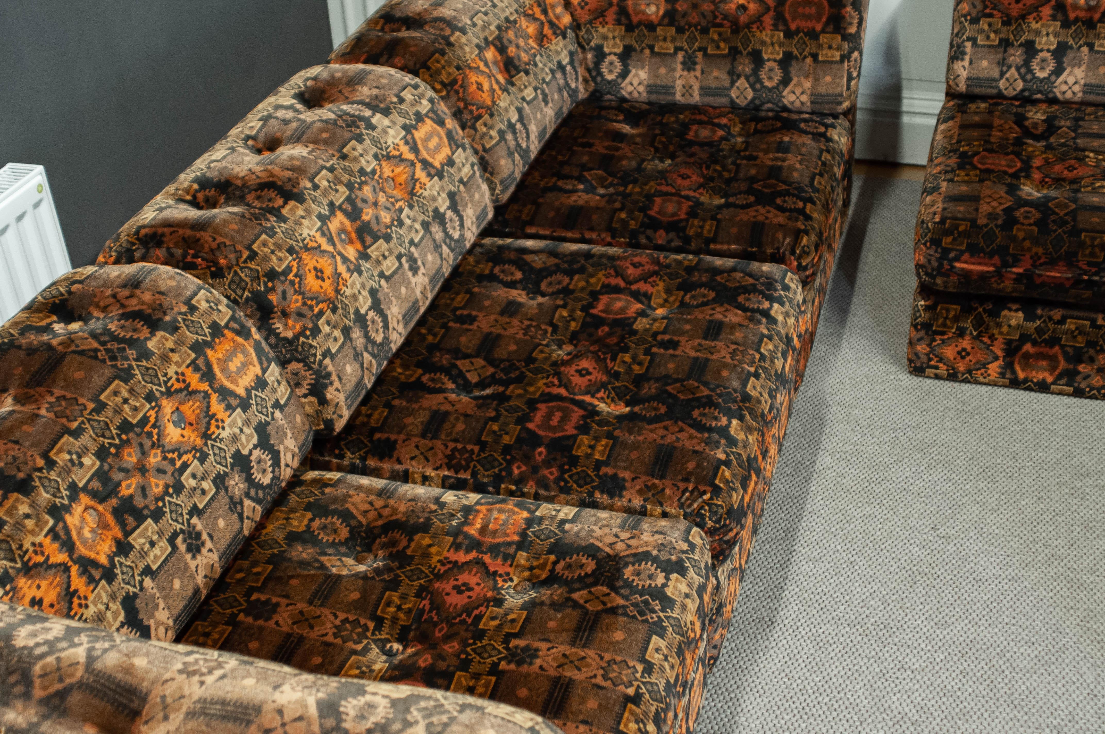 1970s, Sectional Sofa in Velvet, Sweden For Sale 3