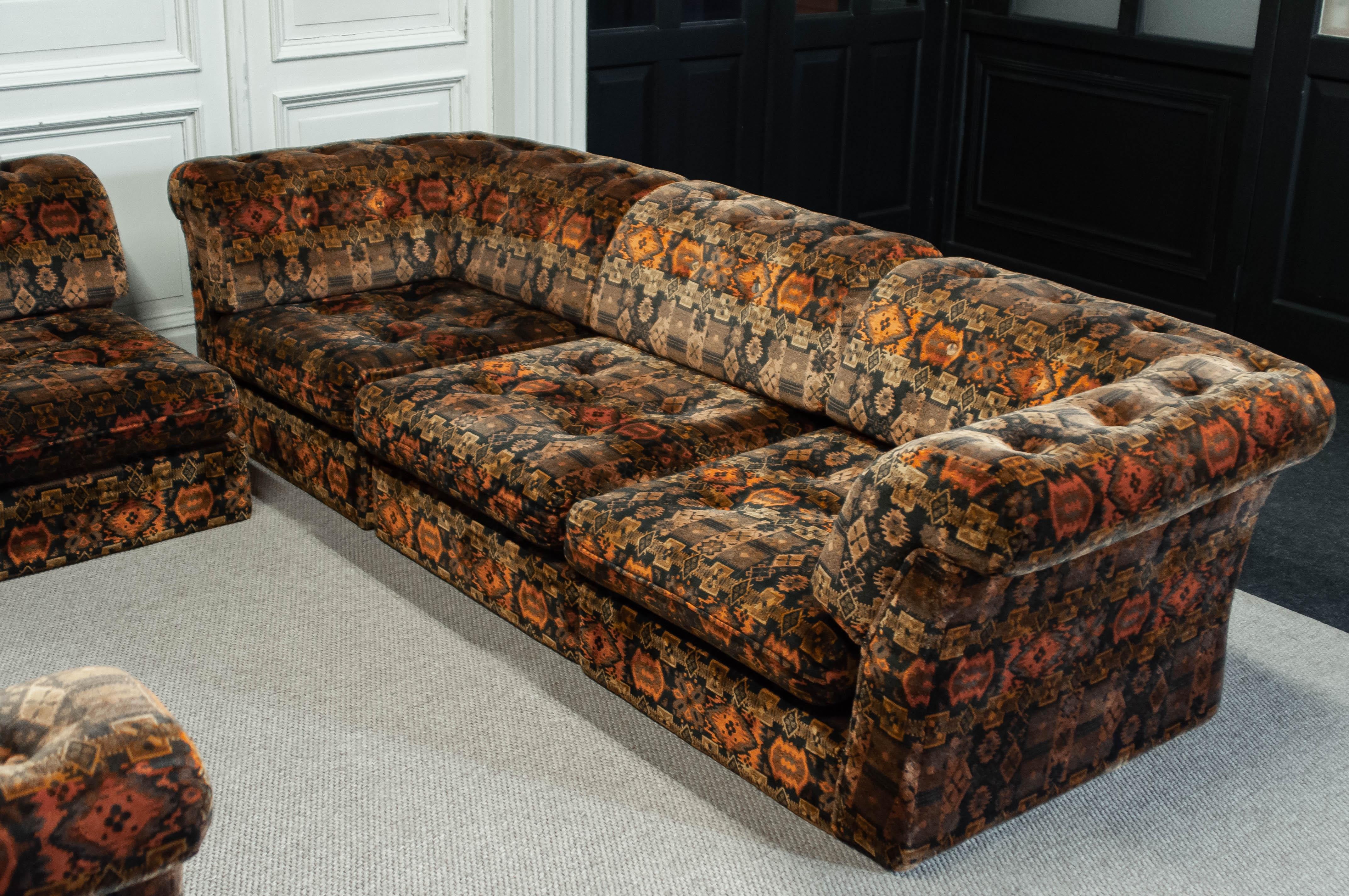 1970s, Sectional Sofa in Velvet, Sweden For Sale 4