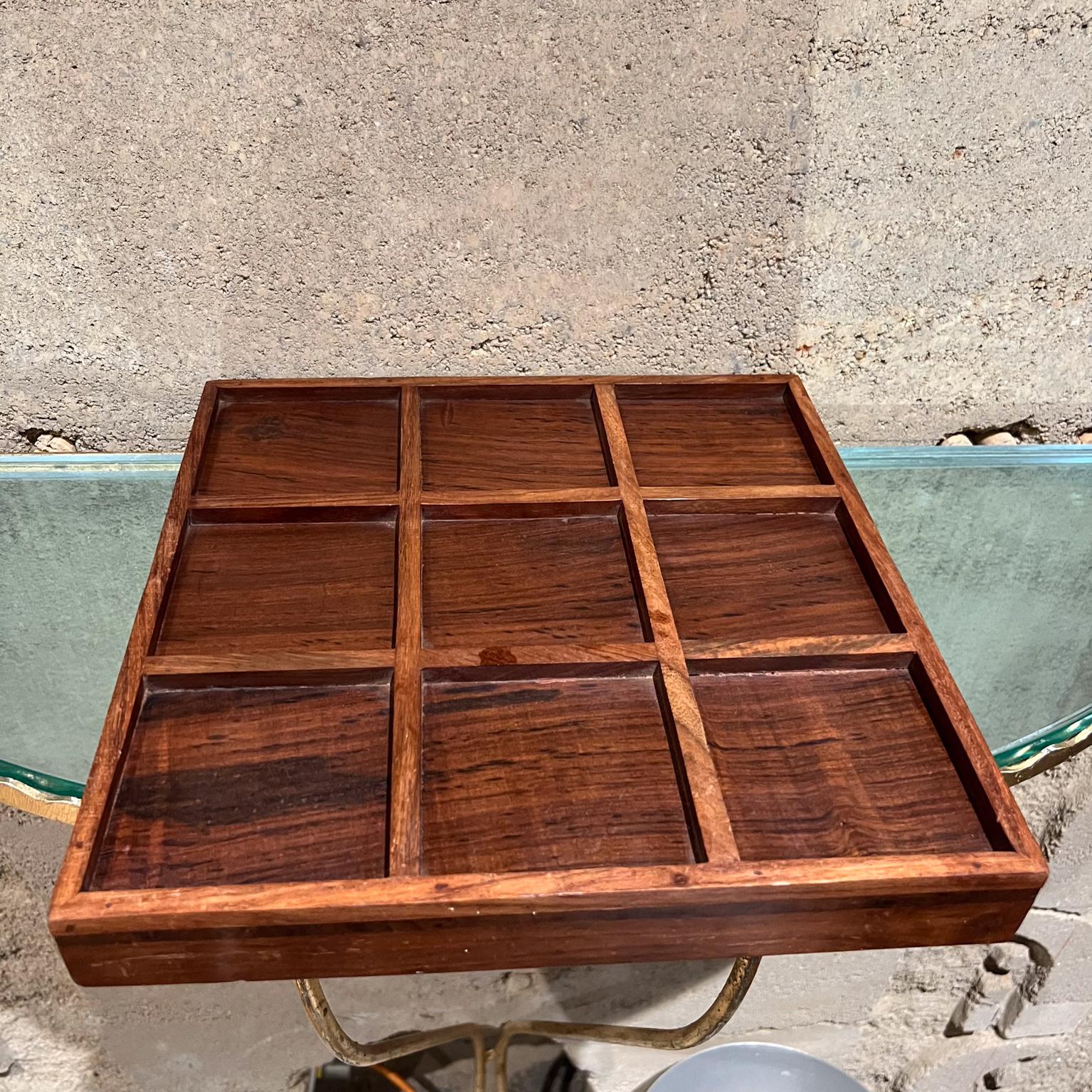 Mid-Century Modern 1970s Sectioned Rosewood Tray Tic Tac Toe Board For Sale