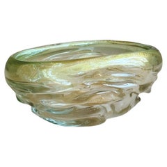 1970s Seguso Gold & Pale Green Murano Glass Bowl