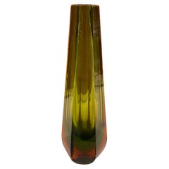 1970s Seguso Modernist Green and Brown Murano Glass Vase
