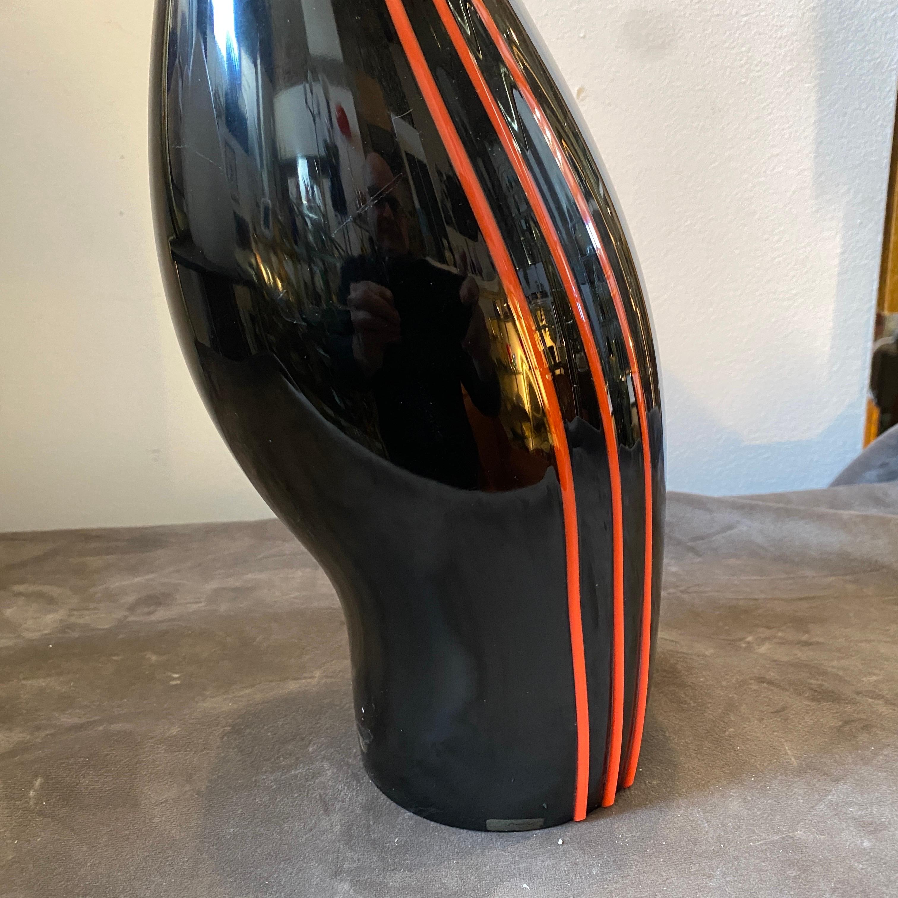 1970s Seguso Modernist Red and Black Murano Glass Penguin For Sale 5