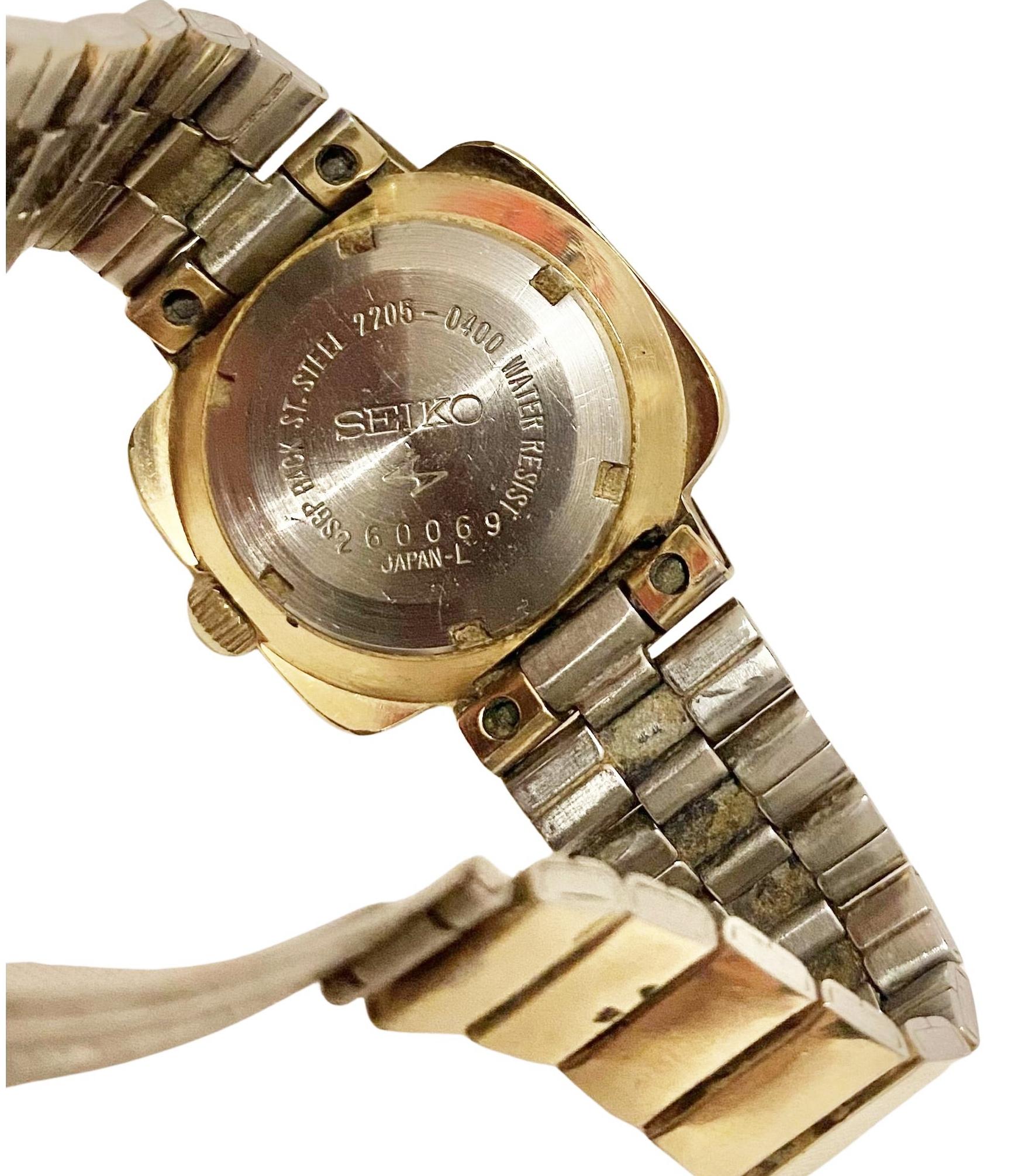 1970er Jahre Seiko Vergoldete quadratische vergoldete Armbanduhr im Zustand „Gut“ im Angebot in London, GB