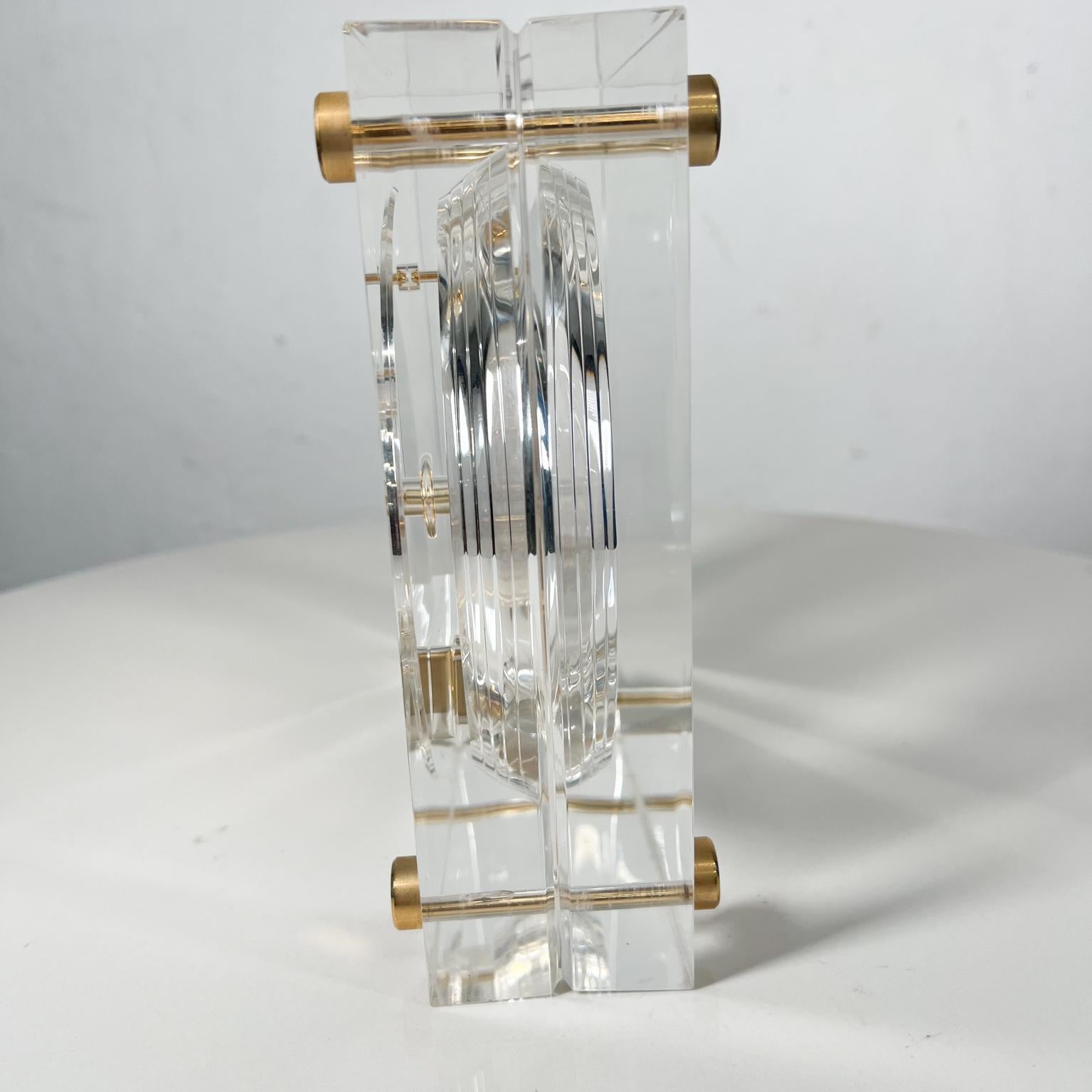 1970s Decorative Seiko Lucite Table Clock Gold Skeleton Movement Japan 2