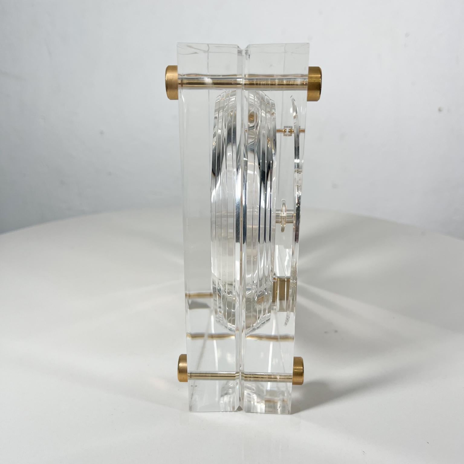 Mid-Century Modern 1970s Decorative Seiko Lucite Table Clock Gold Skeleton Movement Japan