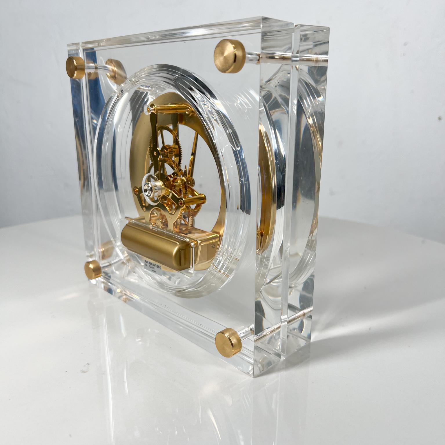1970s Decorative Seiko Lucite Table Clock Gold Skeleton Movement Japan 1