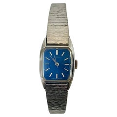 1970s Seiko Stainless Steel Blue Dial Jewel Mesh Watch