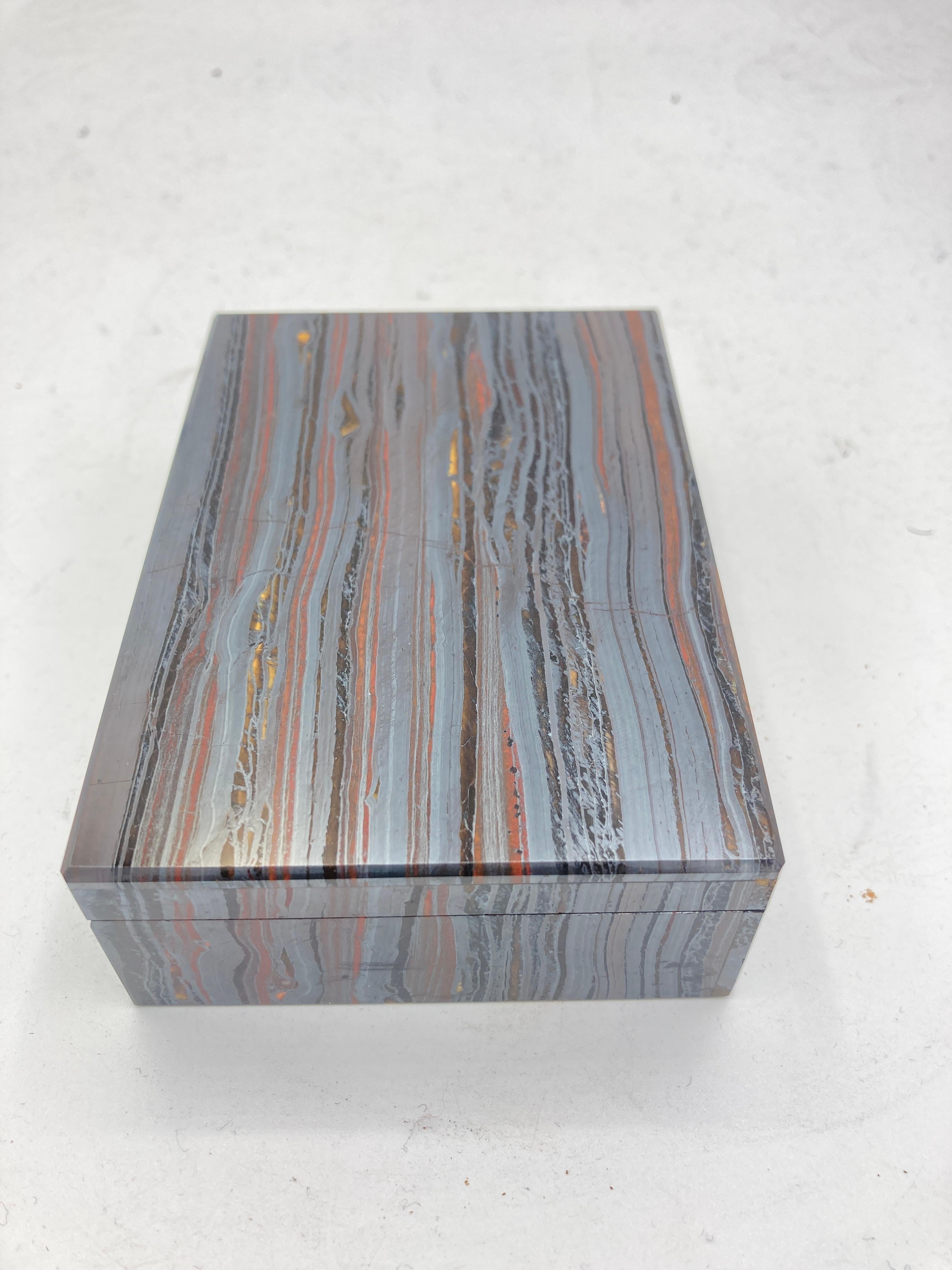 Caja decorativa de piedra semipreciosa de los años 70 Italiano en venta