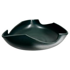 1970s Sensual Green Triangular Ceramic Dish Art Nouveau Style 1970s Sensual Green Triangular Ceramic Dish Art Nouveau Style