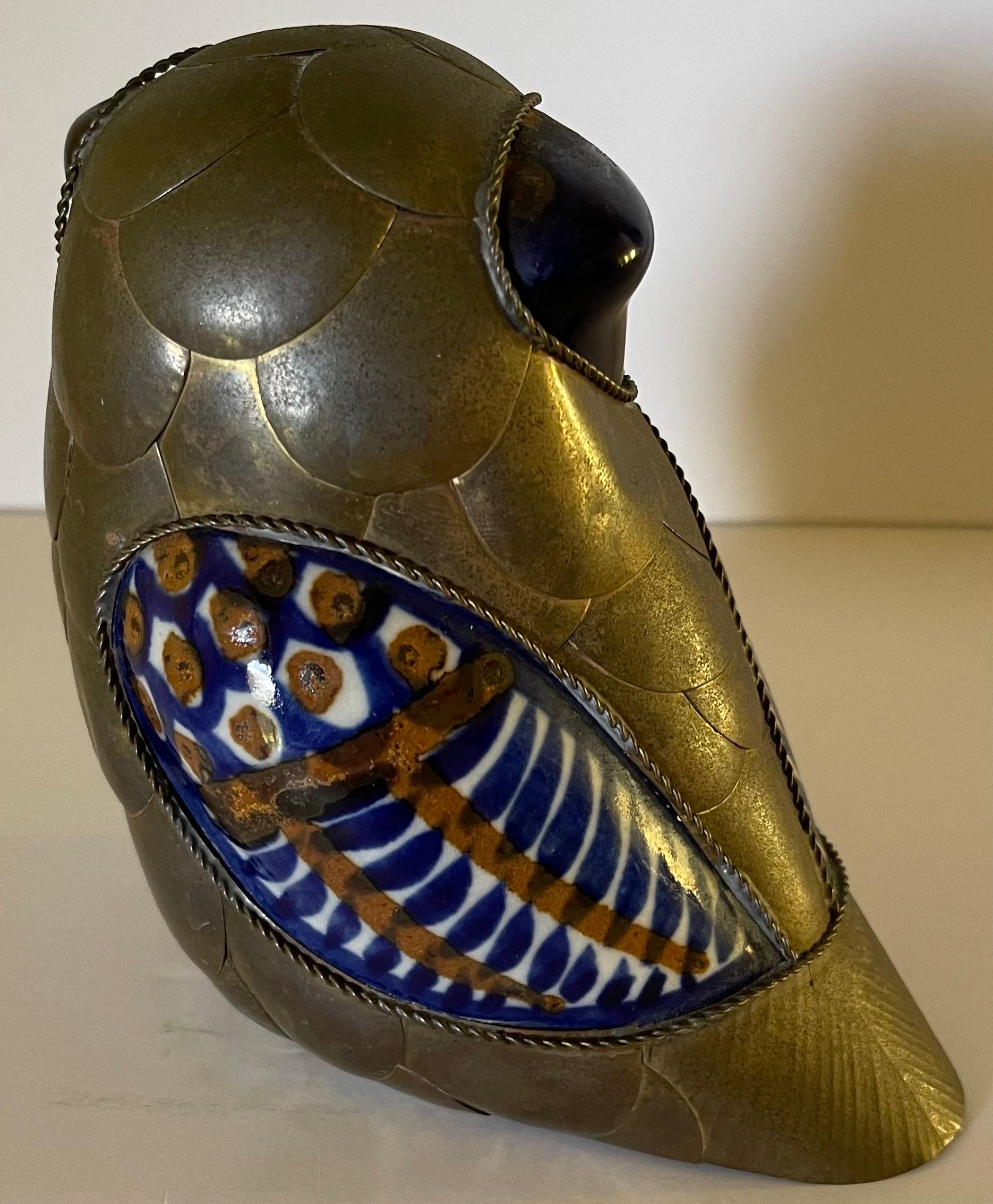 1970s Sergio Bustamante Style Metal and Ceramic Birds S/2 For Sale 1