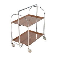 Used 1970s Serving Cart from Germany Formica and Chrome, Clean Multifunctional Design