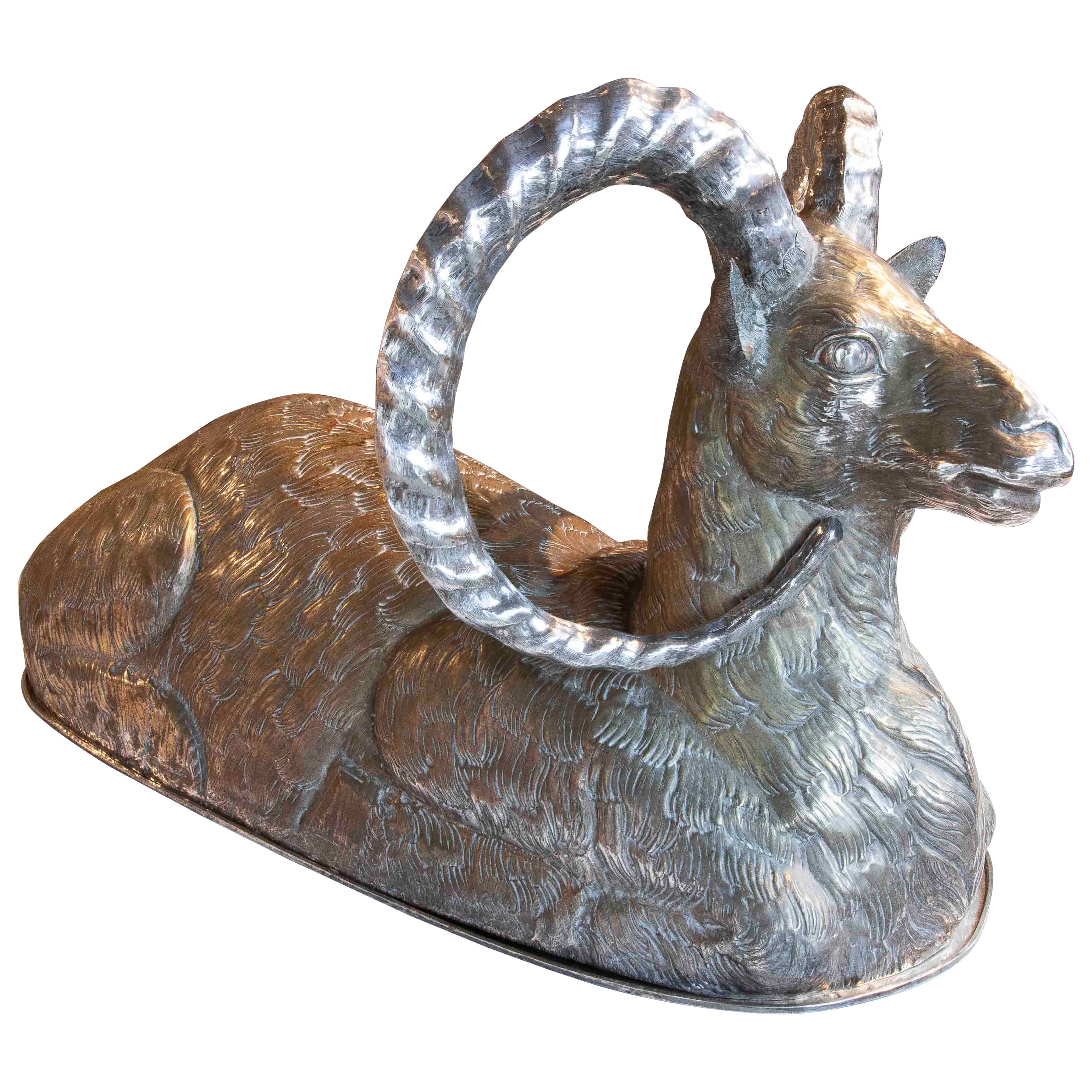 1970s Serving Tray in the Shape of a Ram by Franco Lapini, Italy. For Sale