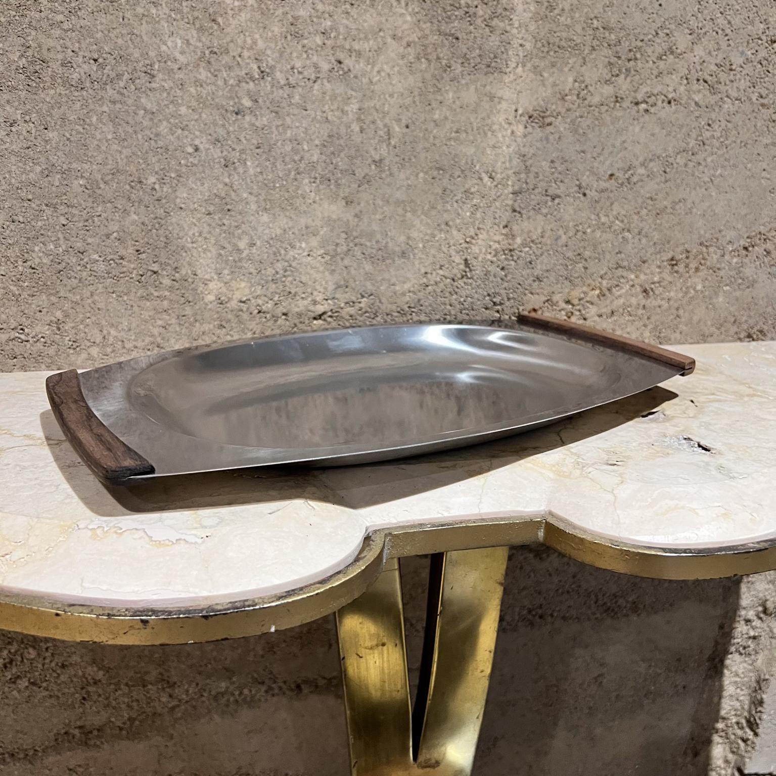 Bandeja de servir de los años 70 Teca e inoxidable Dinamarca en venta 5