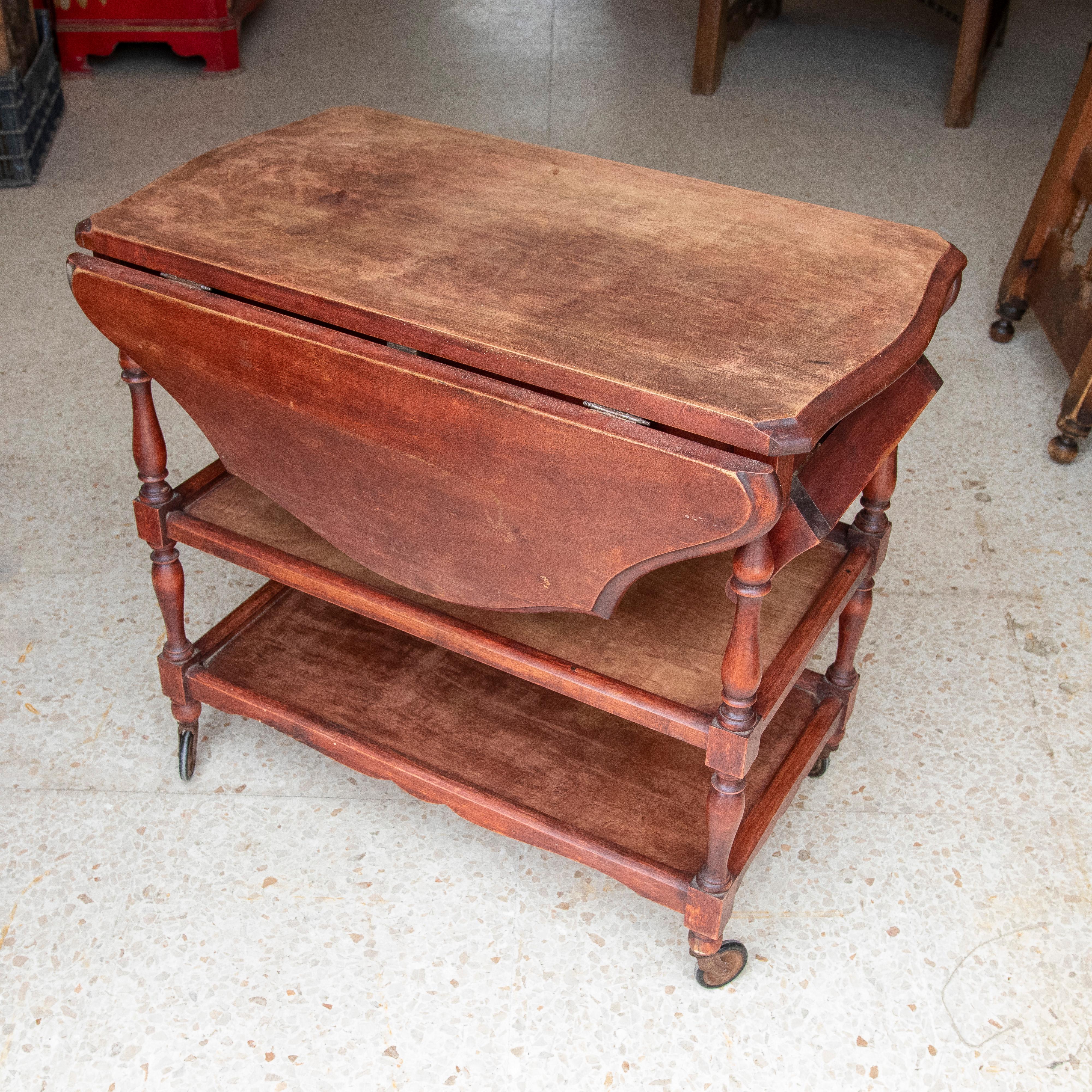Spanish 1970s Serving Trolley with Wheels and Wings For Sale