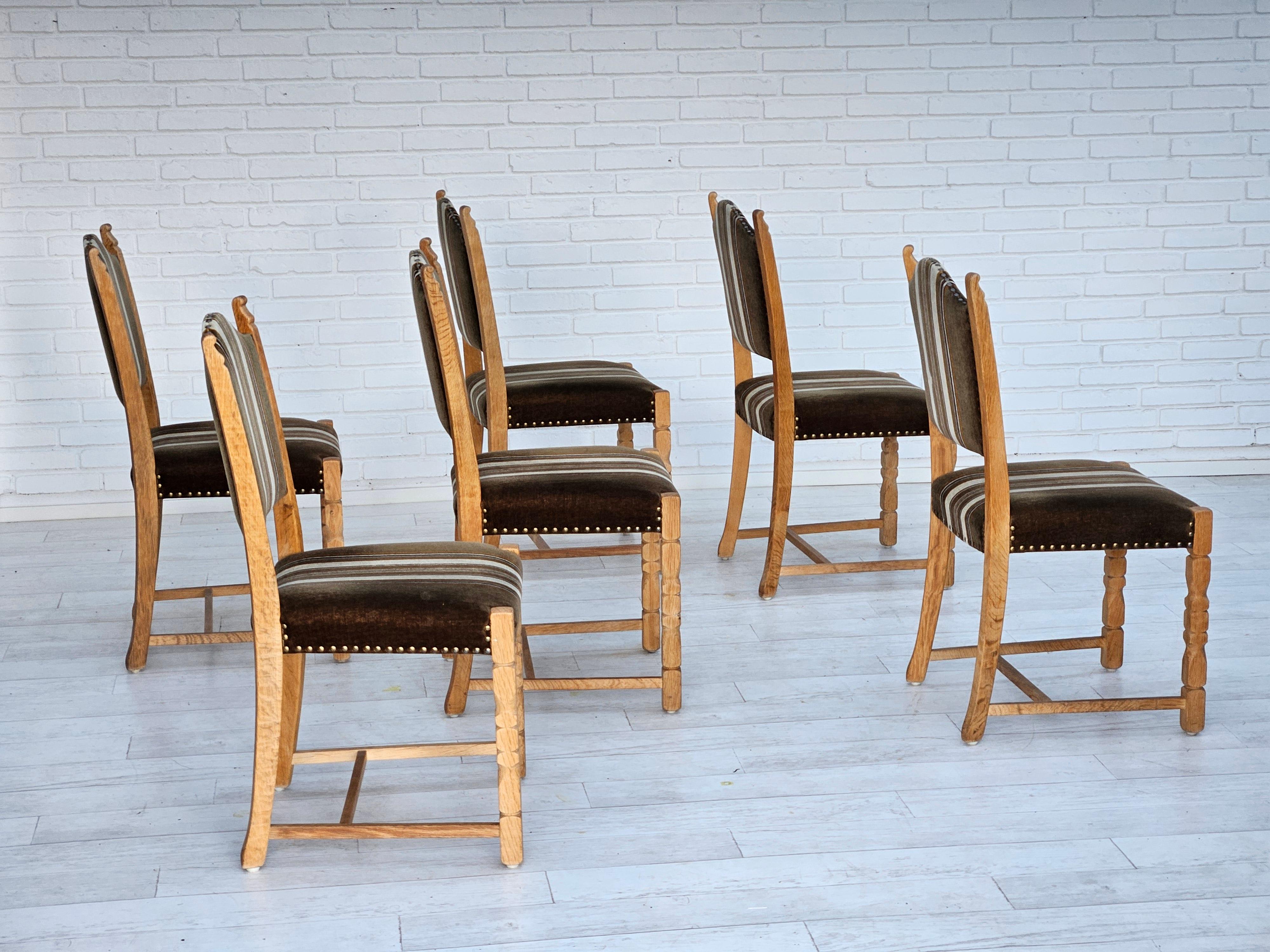 Scandinavian Modern 1970s, set 6 pcs of Danish dinning chairs, original good condition. For Sale