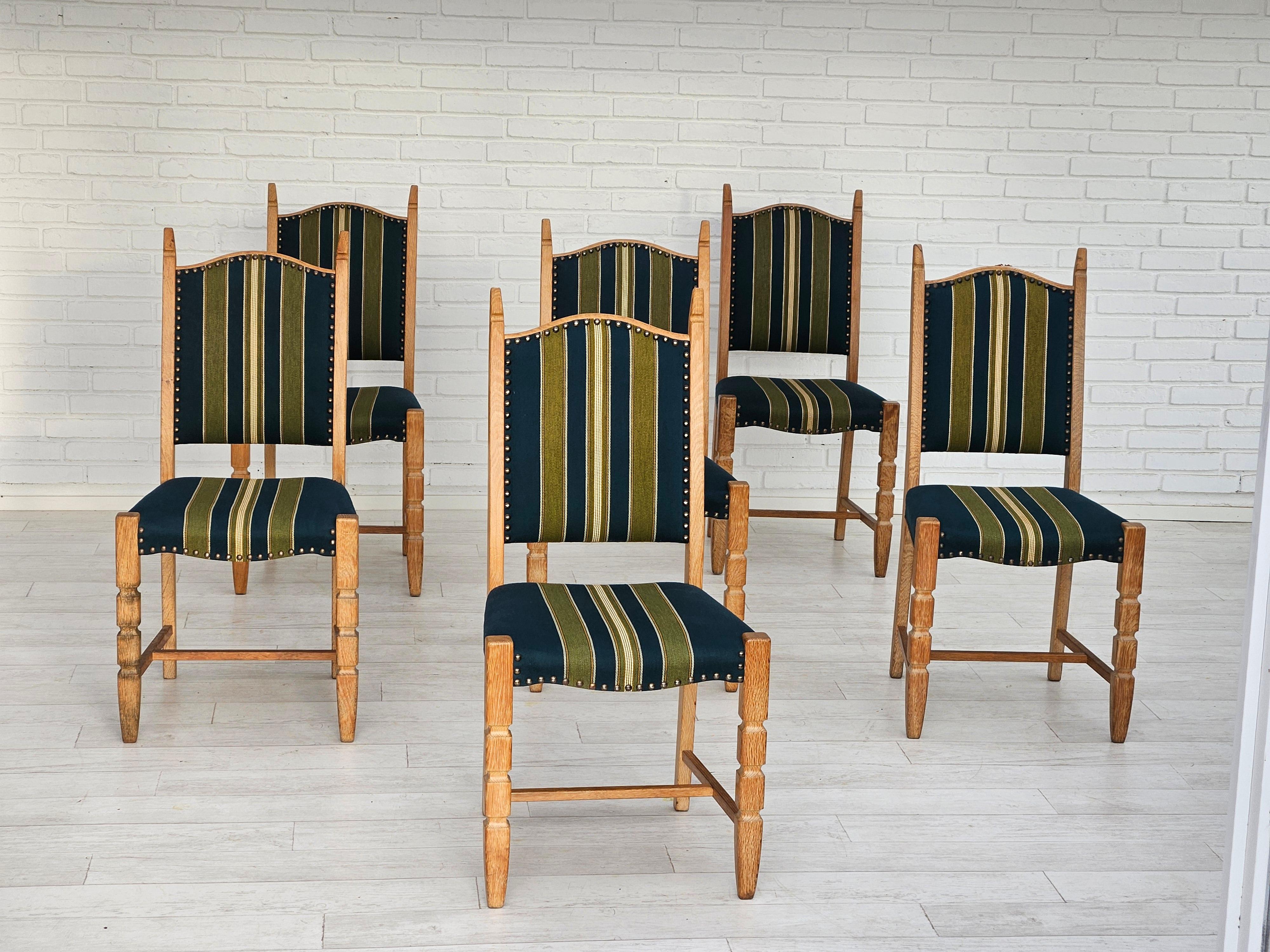 1970er Jahre, 6er-teiliger Satz dänischer Esszimmerstühle, originaler guter Zustand. (Skandinavische Moderne) im Angebot
