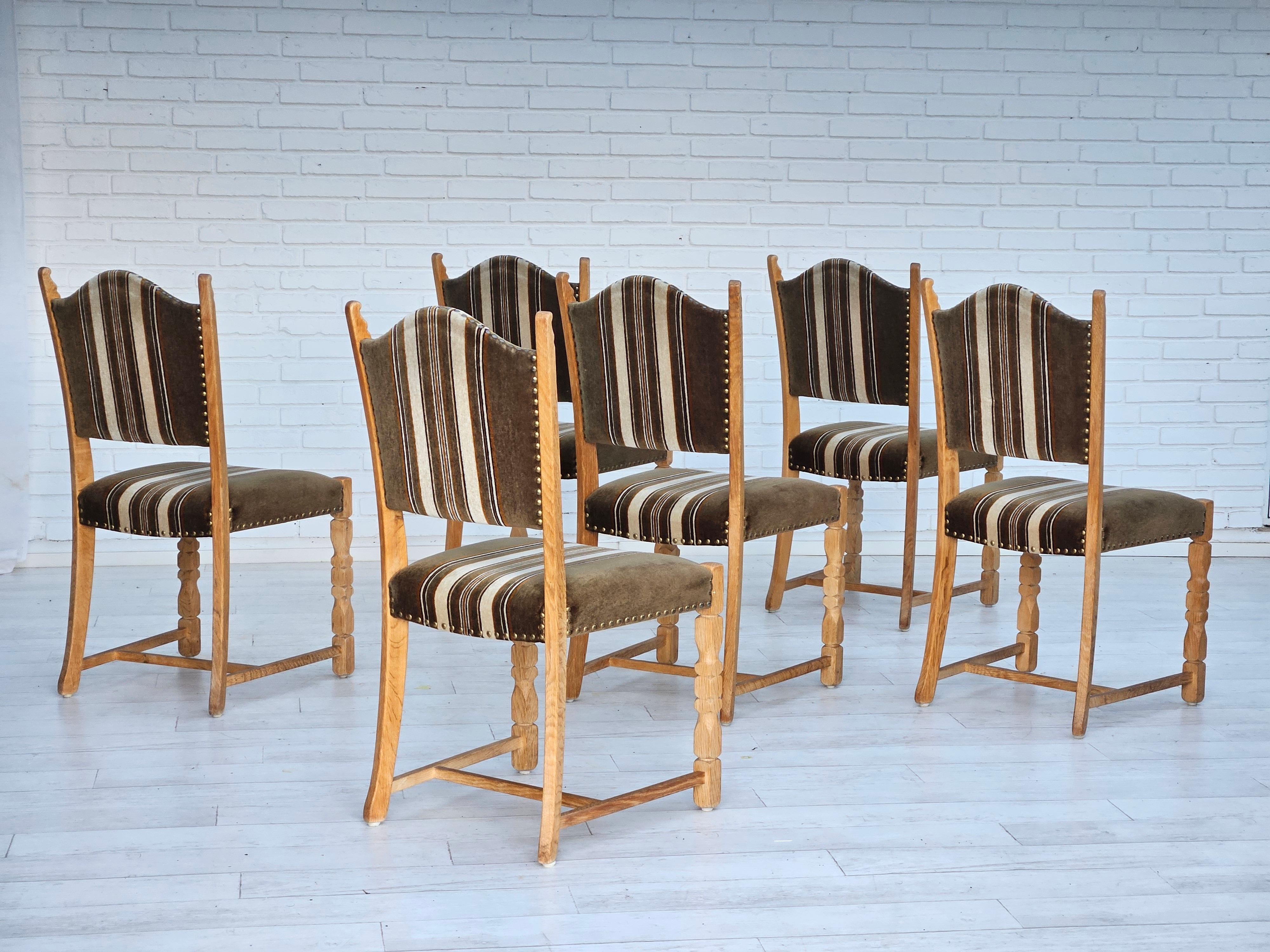1970s, set 6 pcs of Danish dinning chairs, original good condition. In Good Condition For Sale In Tarm, 82