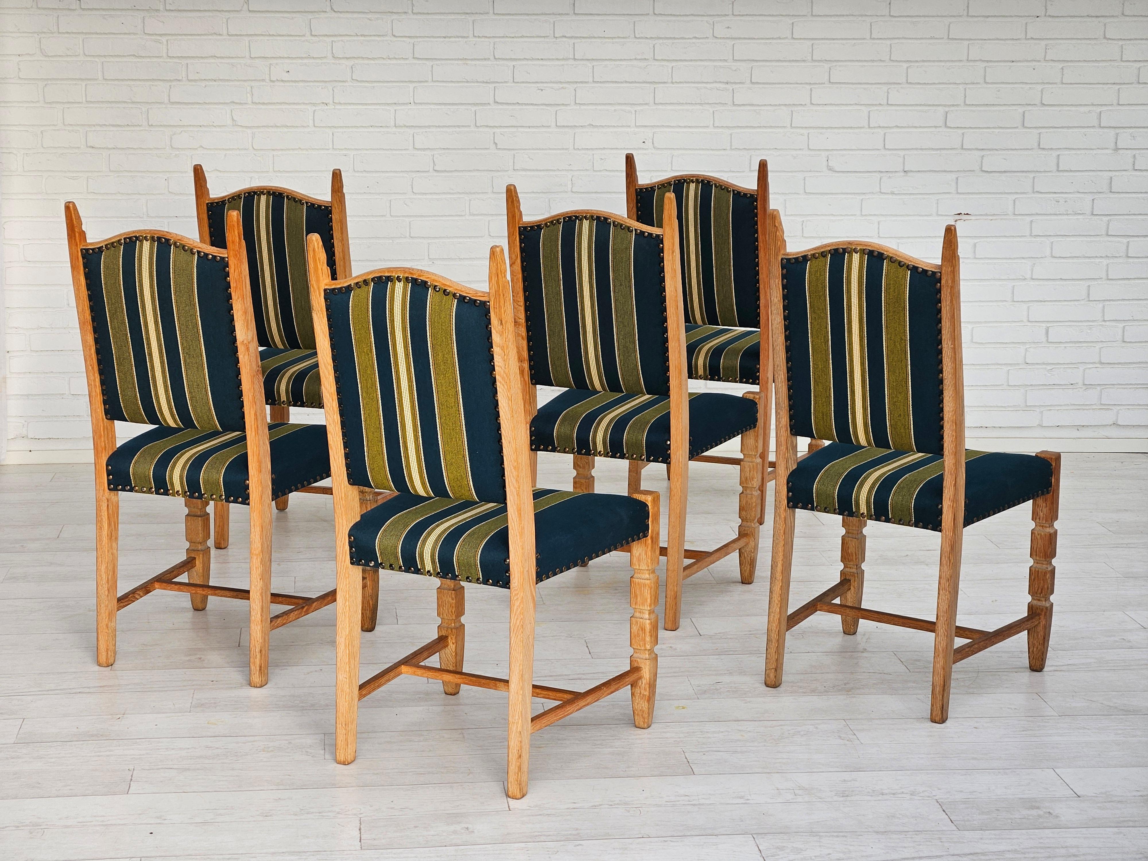 1970er Jahre, 6er-teiliger Satz dänischer Esszimmerstühle, originaler guter Zustand. im Zustand „Gut“ im Angebot in Tarm, 82
