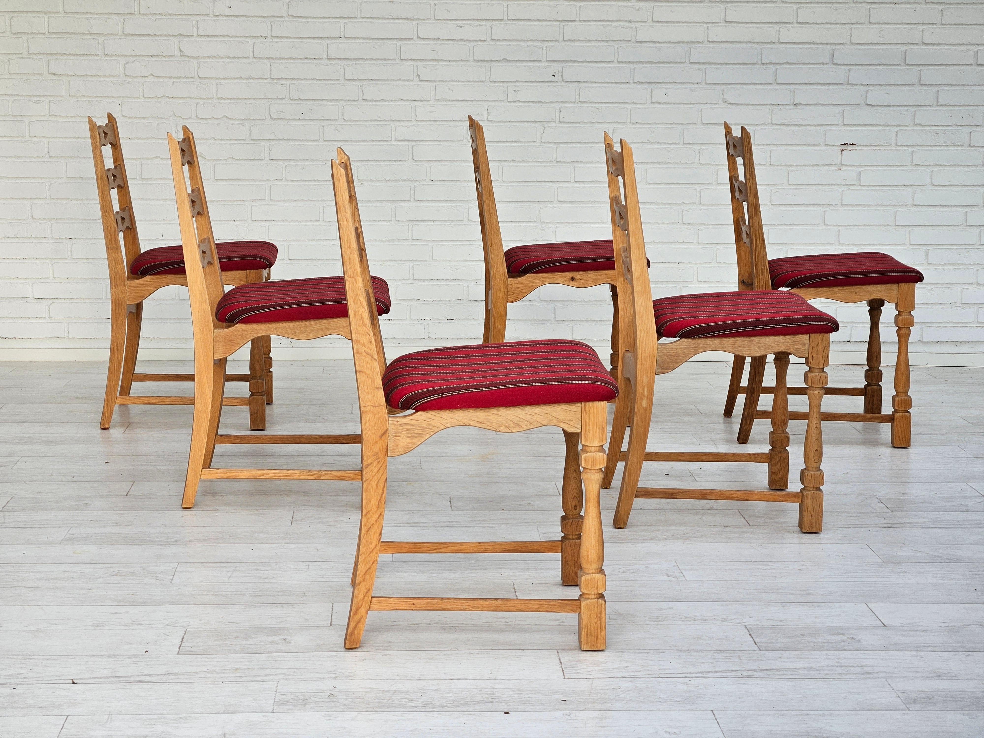 1970s, set 6 pcs of Danish dinning chairs, original good condition. For Sale 3